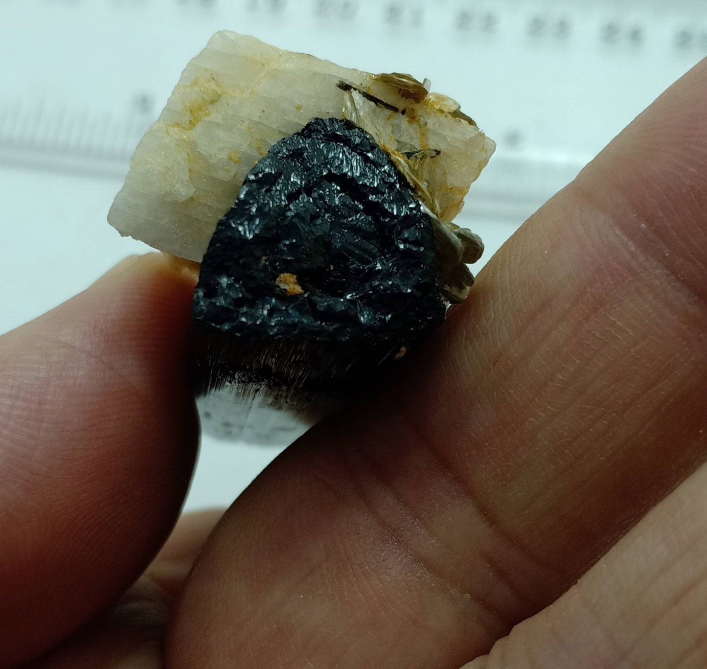 Natural Tourmaline crystal with Albite and Muscovite 38 grams