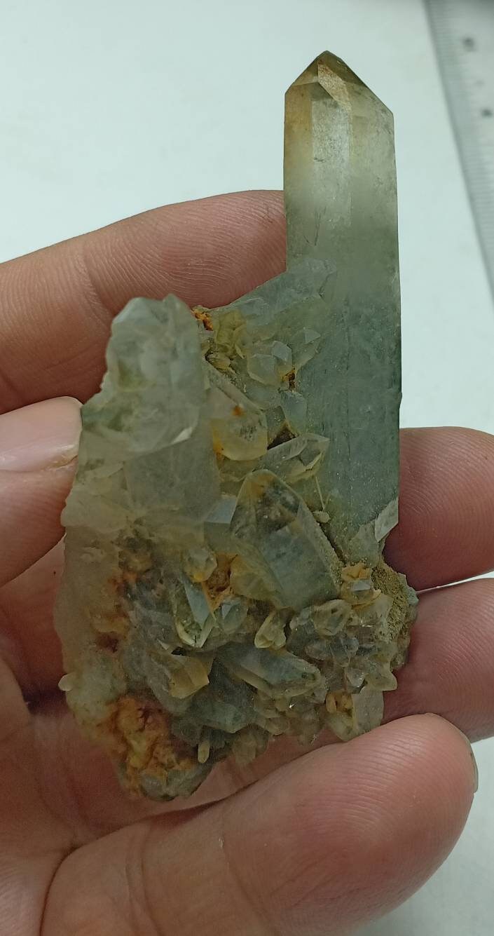 An Aesthetic Natural crystals cluster of beautifully terminated Chlorite Quartz 70 grams