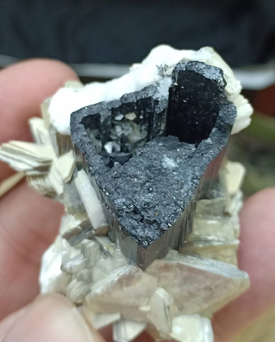 An Aesthetic Natural specimen of combination of Albite, Schorl, and Muscovite 54 grams