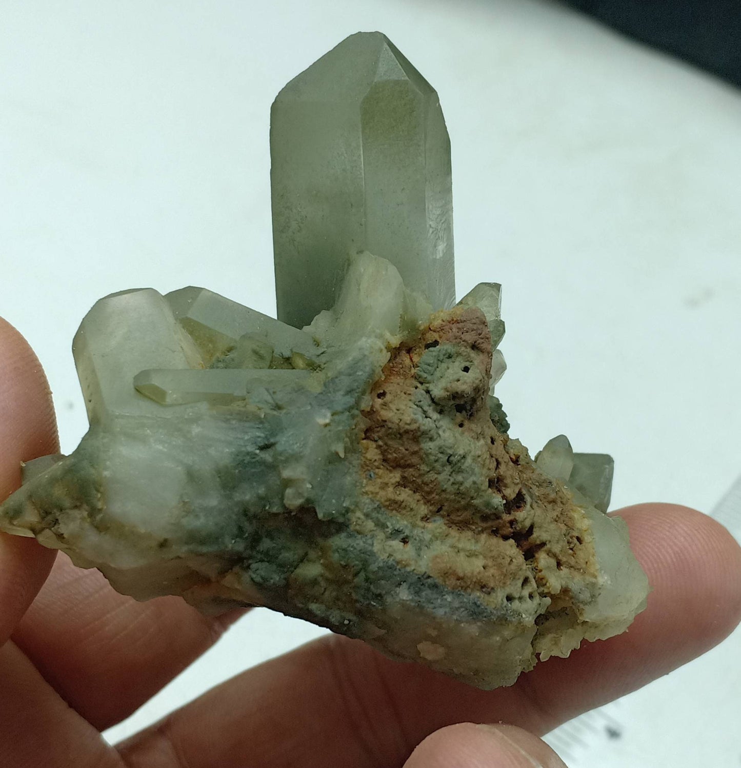 An Aesthetic Natural crystals cluster of beautifully terminated Chlorite Quartz 102 grams