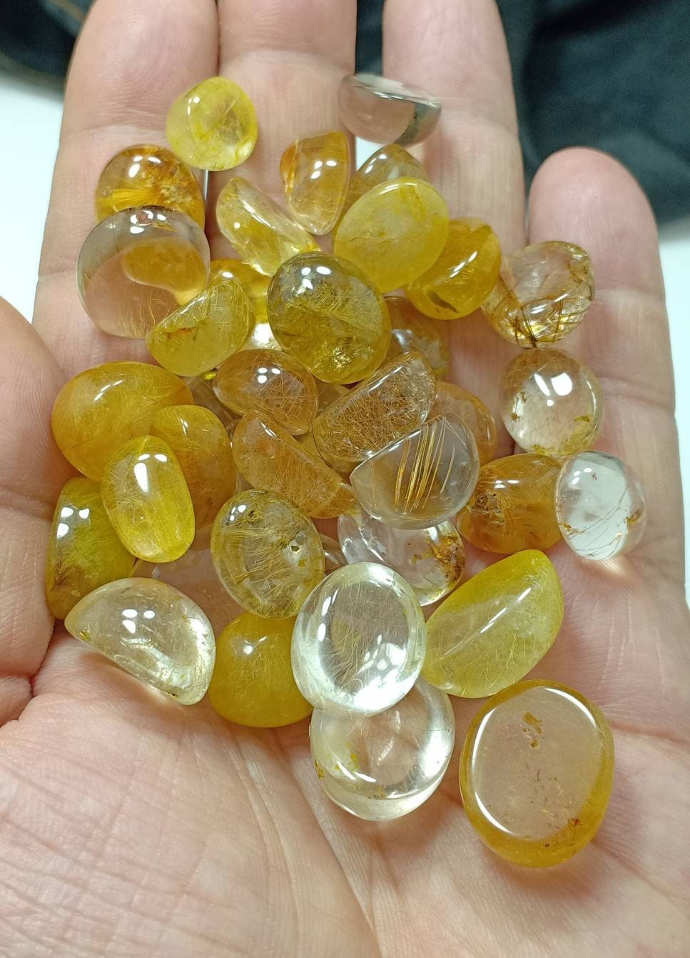 Rutilated Brazilian included polished quartz Cabochon 200 grams