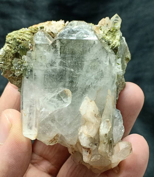 Natural Epidote Quartz cluster 157 grams