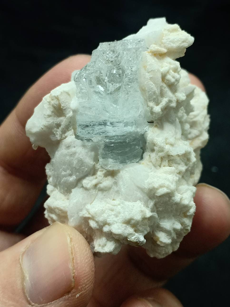 An amazing beautifully etched Aquamarine Specimen with associated albite and Muscovite 92 grams