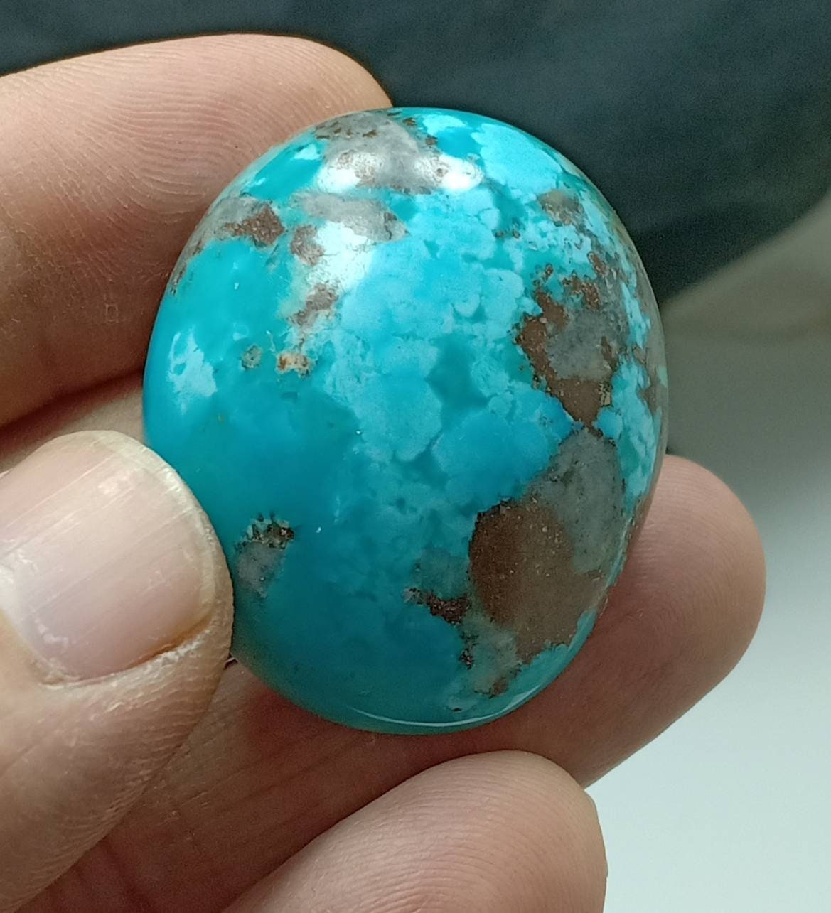 Single amazing natural turquoise cabochon with Pyrite 29.7 grams
