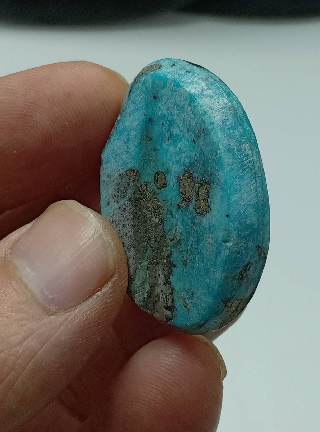 Single amazing natural turquoise cabochon with Pyrite 22 grams