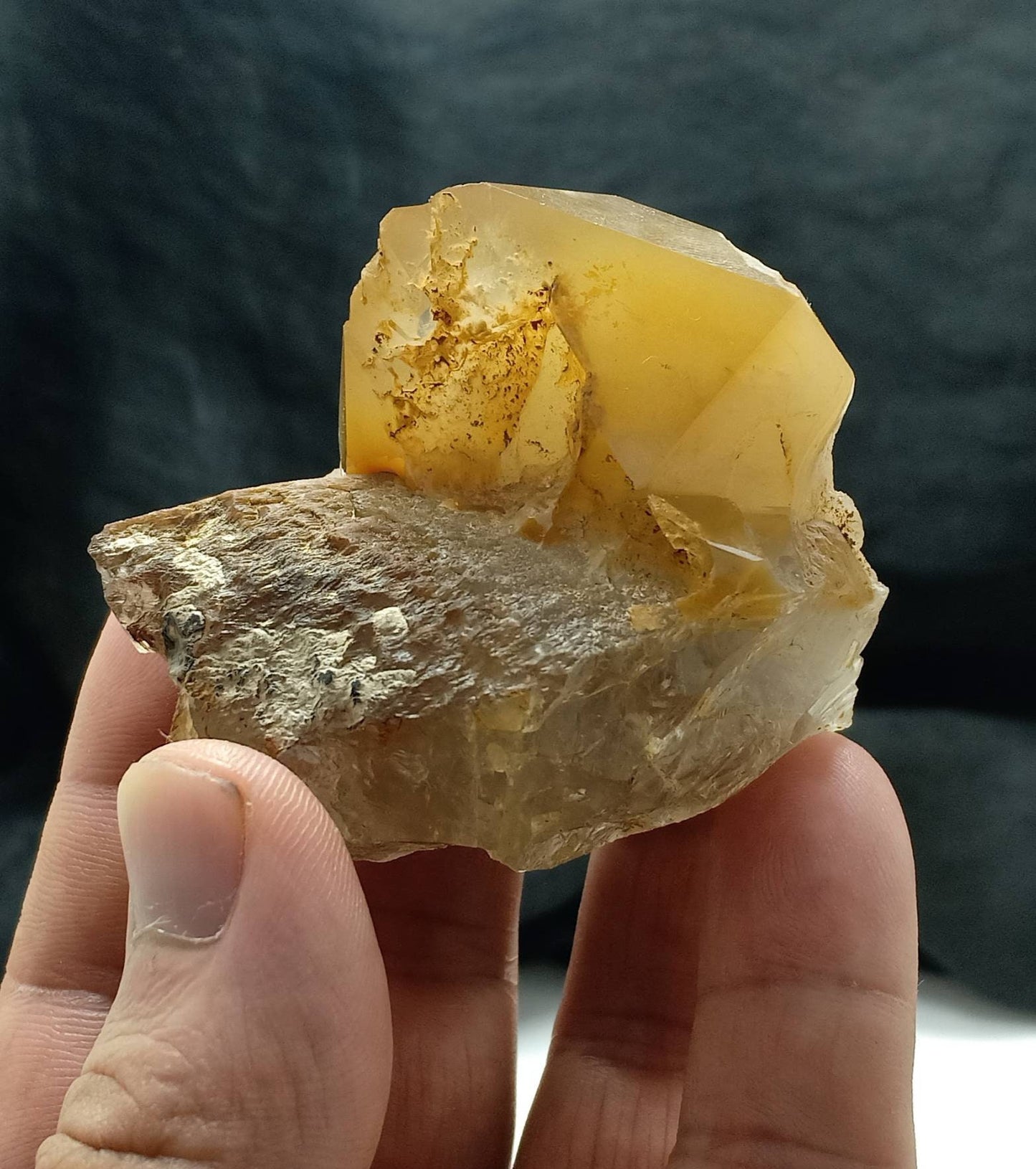 An amazing specimen of Astrophyllite included perfectly terminated Quartz Crystal on matrix 144 grams