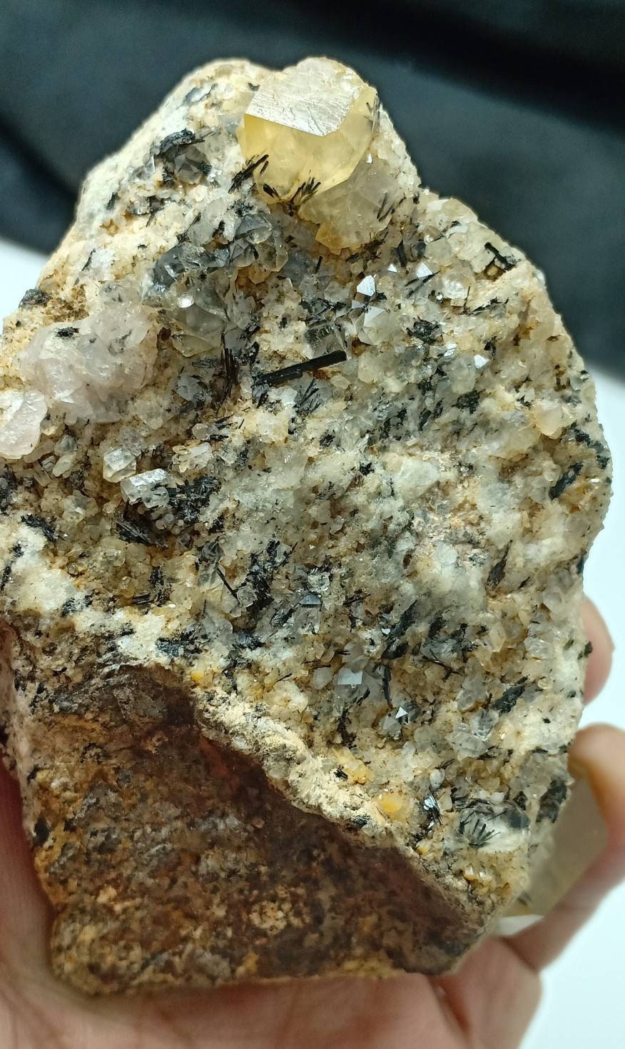 Astrophyllite included terminated Quartz Crystals on matrix with aegirine 193 grams