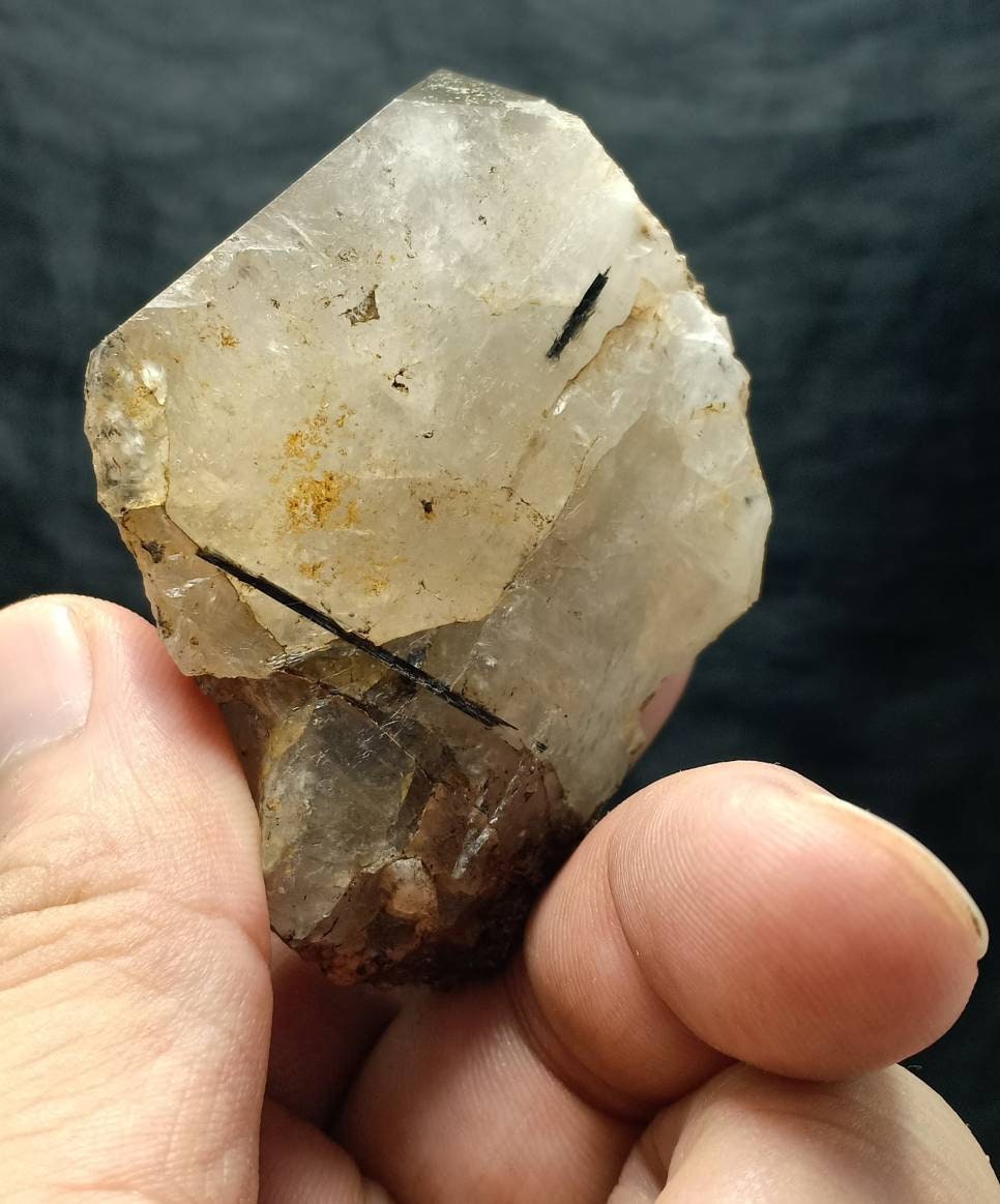 An amazing terminated quartz crystal with aegirine inclusions 143 grams