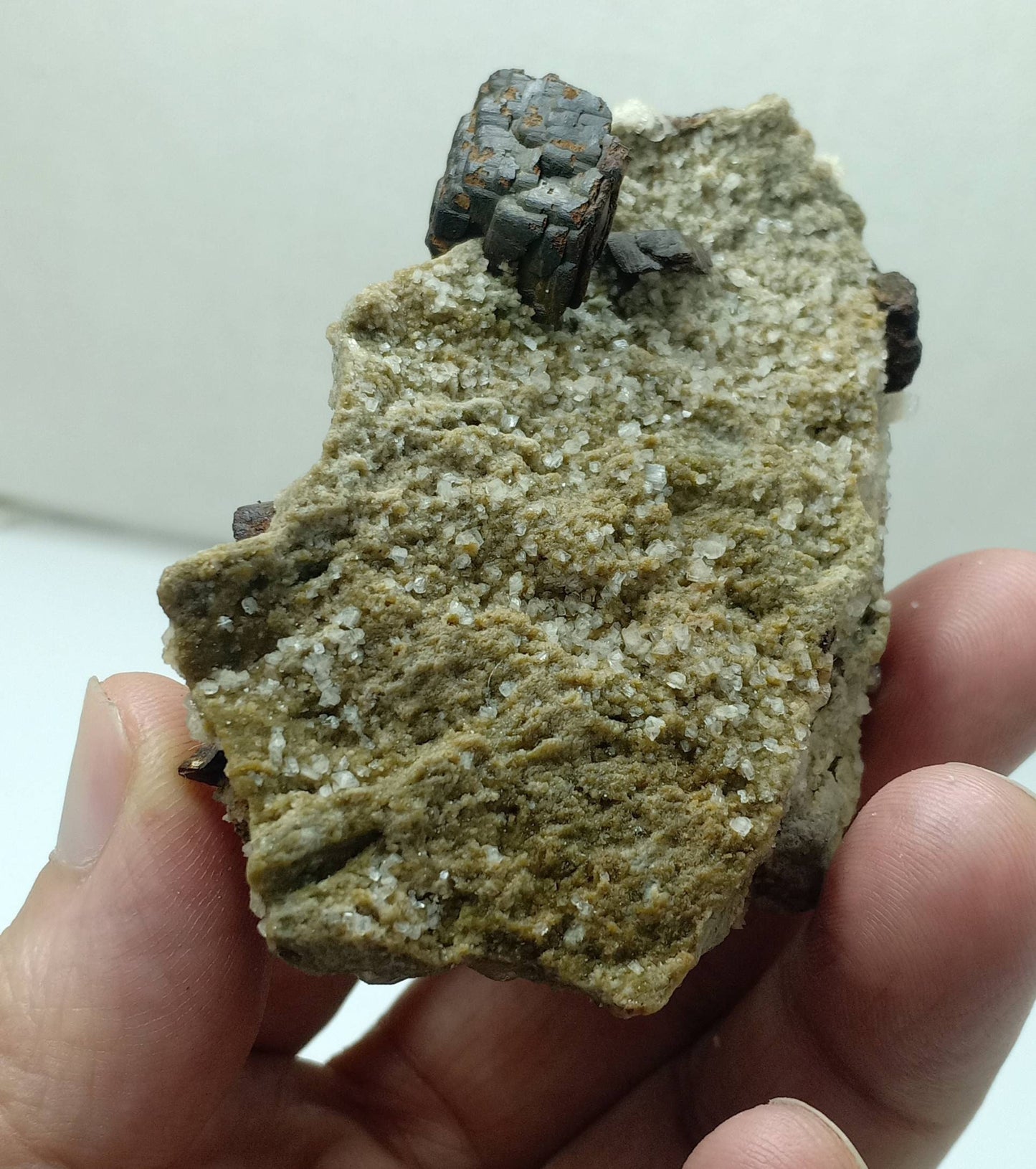An amazing specimen of natural siderite and Apatite on matrix 97 grams