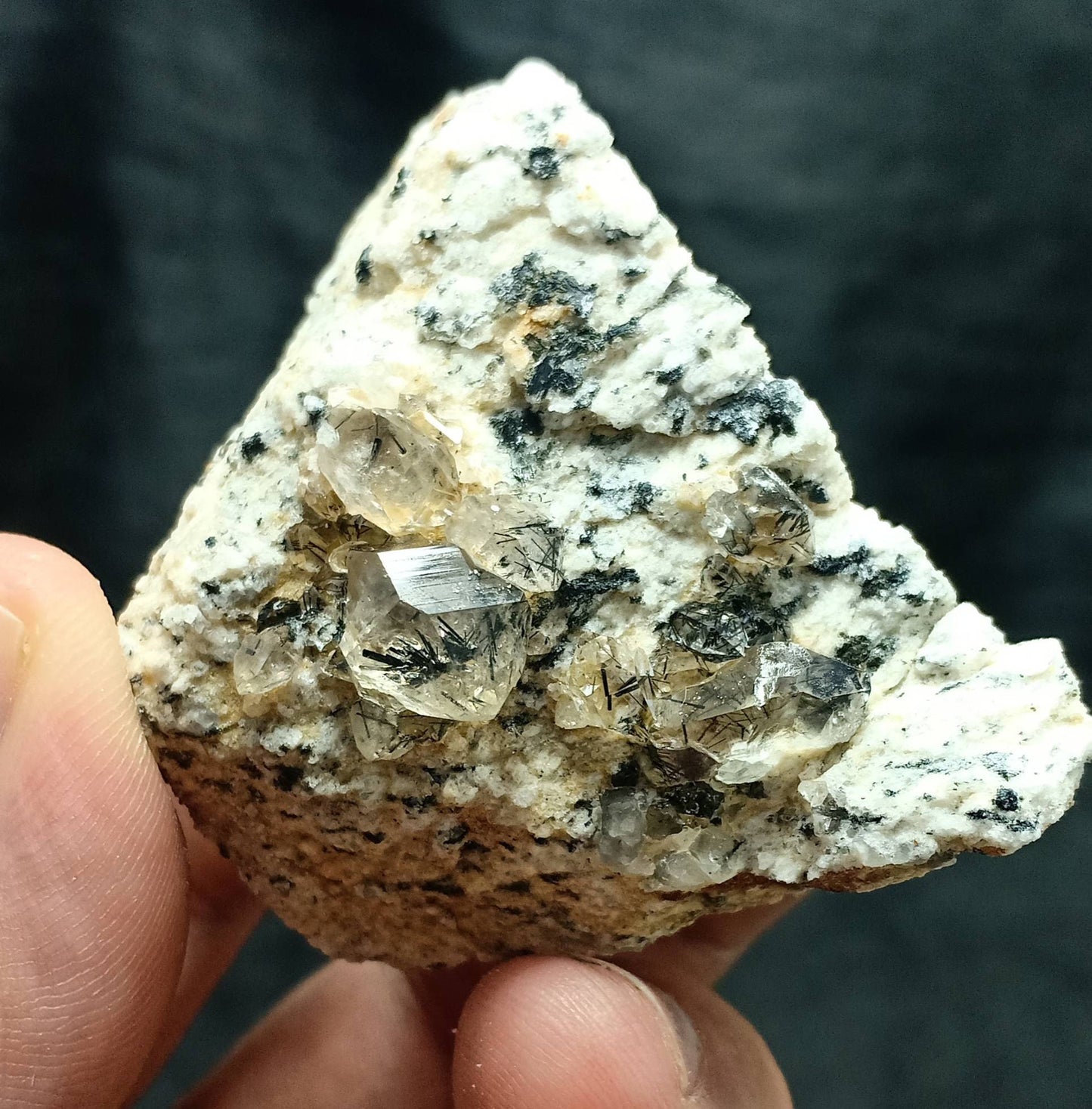 Aegirine included double terminated Quartz Crystals cluster on matrix of granite 99 grams