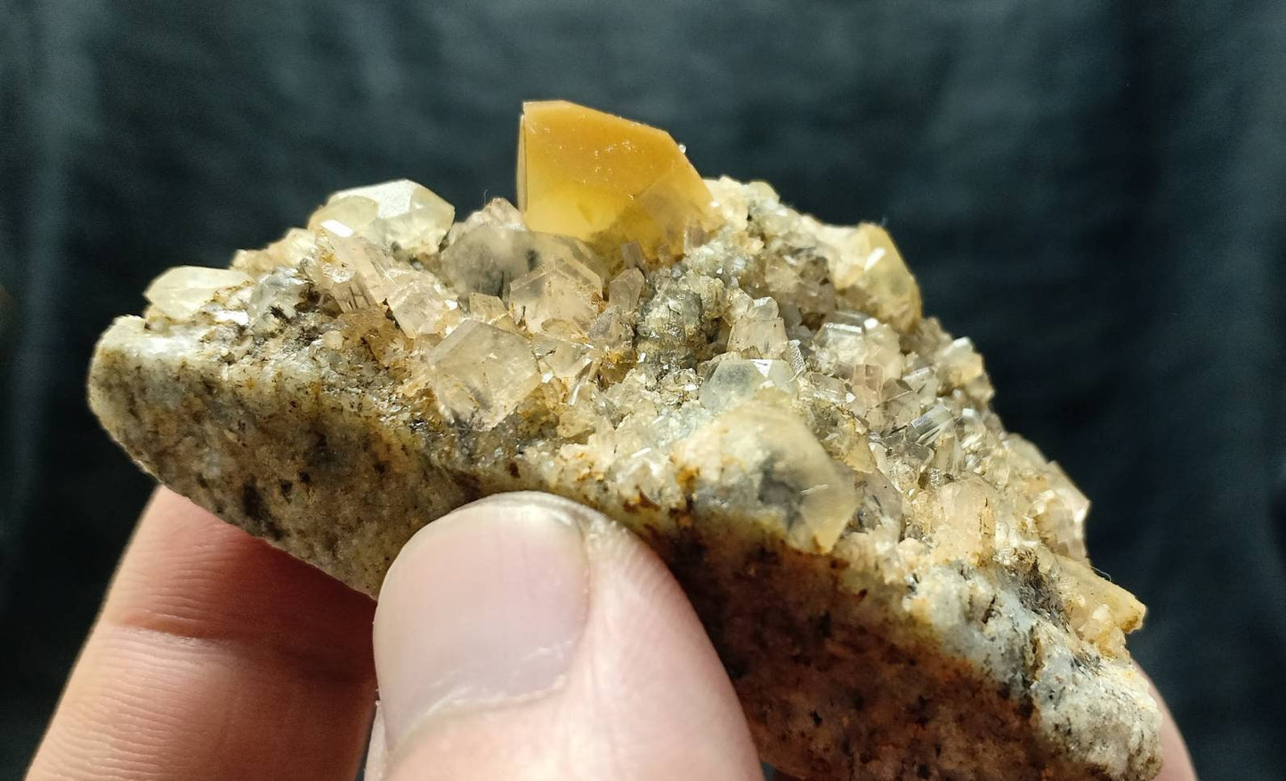 An amazing specimen of Astrophyllite included perfectly terminated Quartz Crystal on matrix of granite 104 grams