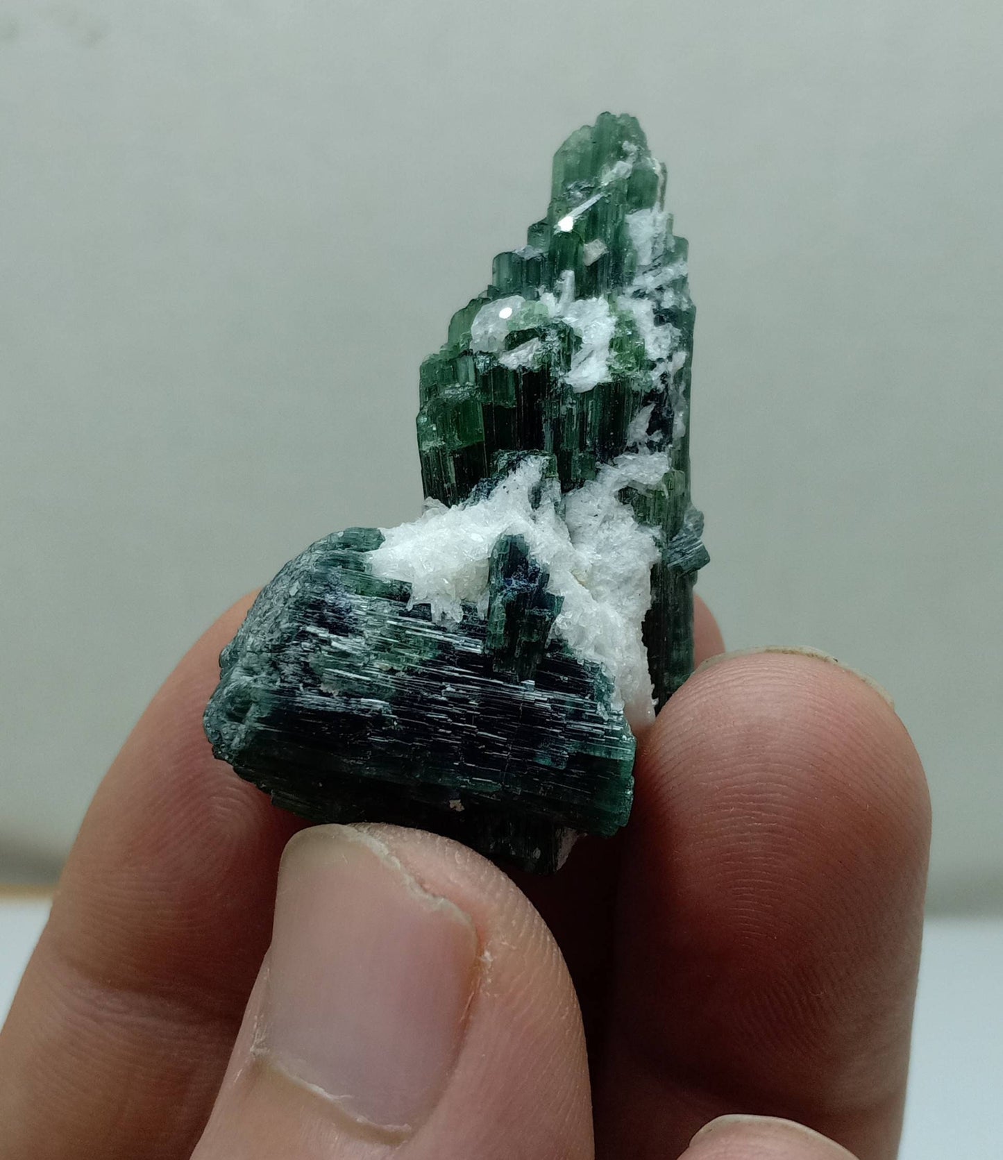 An amazing Dark green color Tourmaline crystals cluster with 21 grams
