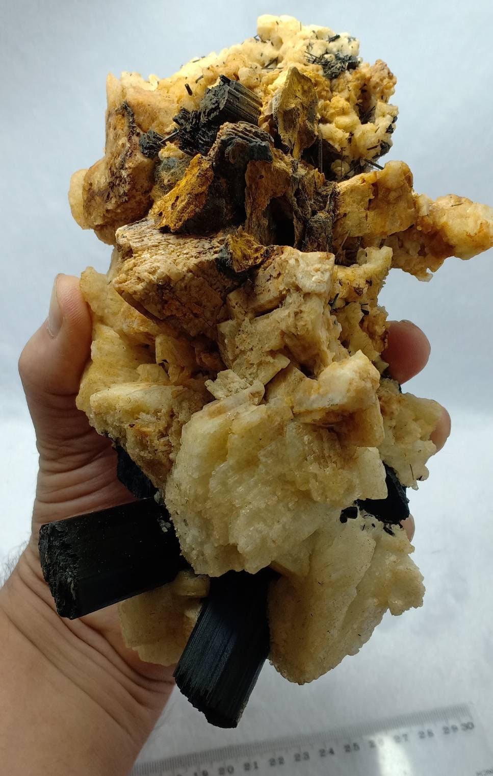 An Aesthetic Natural schorl crystals specimen with associated albite 1050 grams