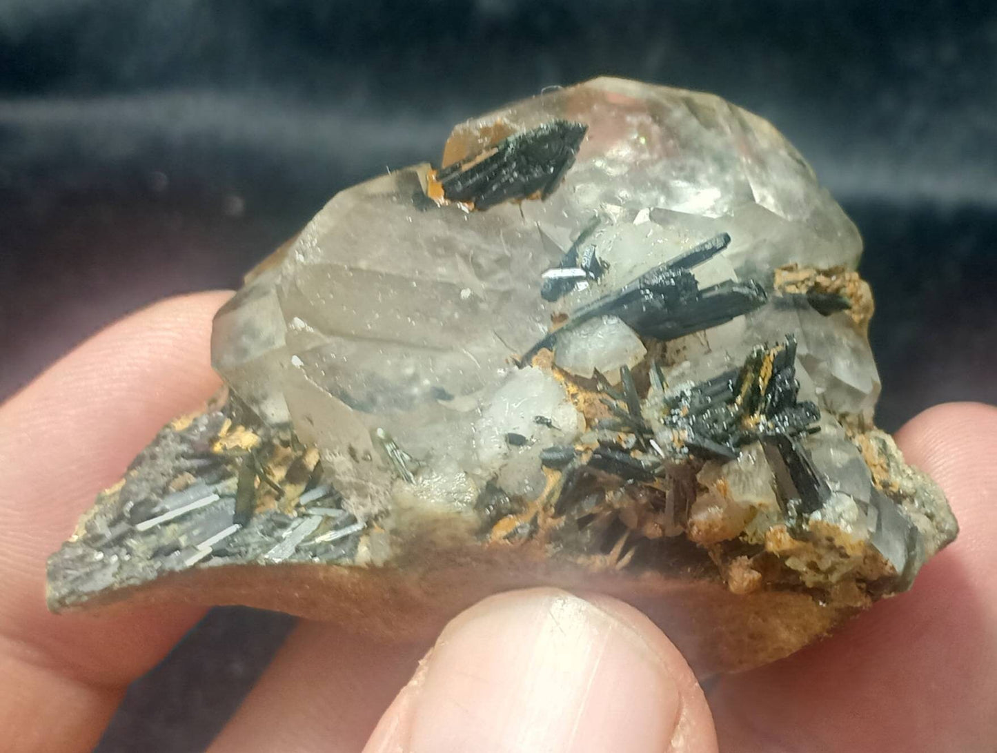 Single beautiful aesthetic aegirine crystals specimen with combined terminated quartz crystals 69 grams