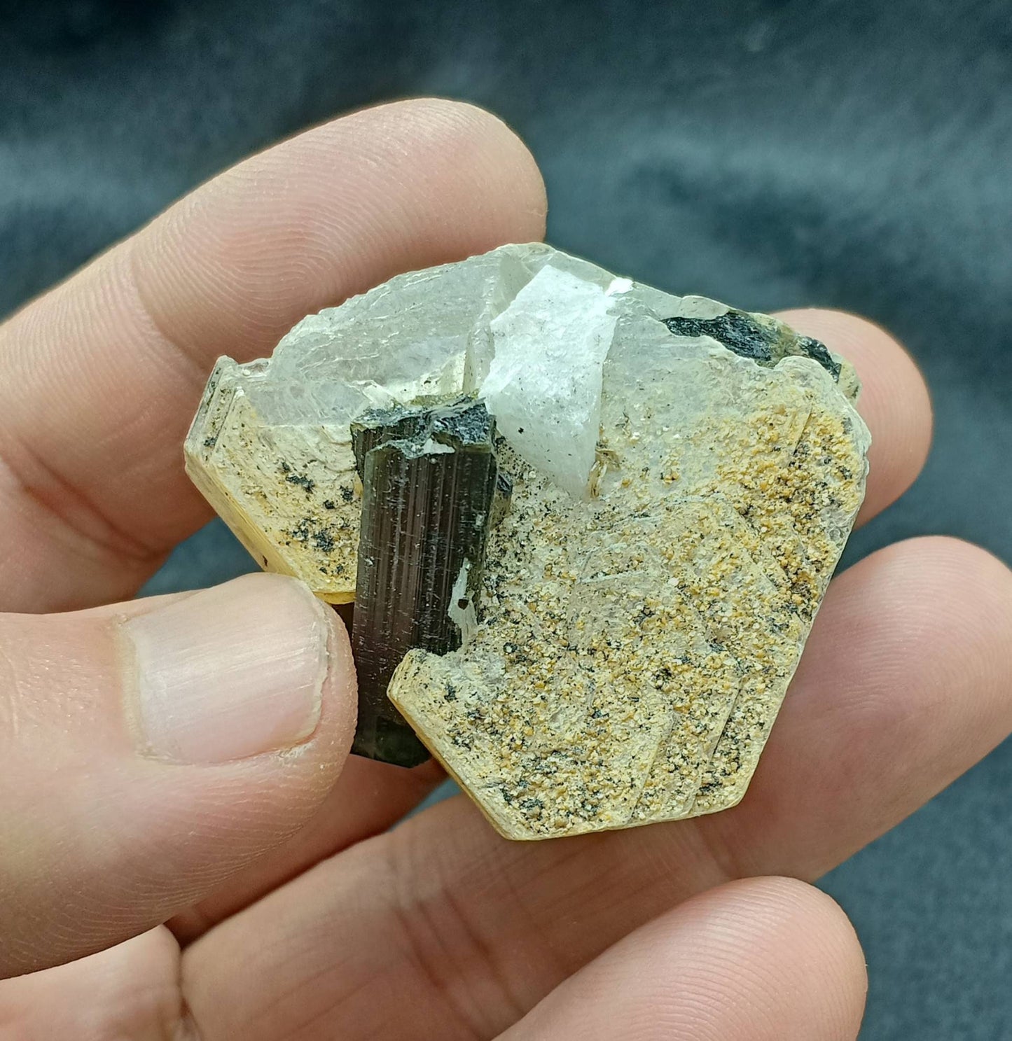 Green cap Tourmalines on matrix with muscovites 49 grams