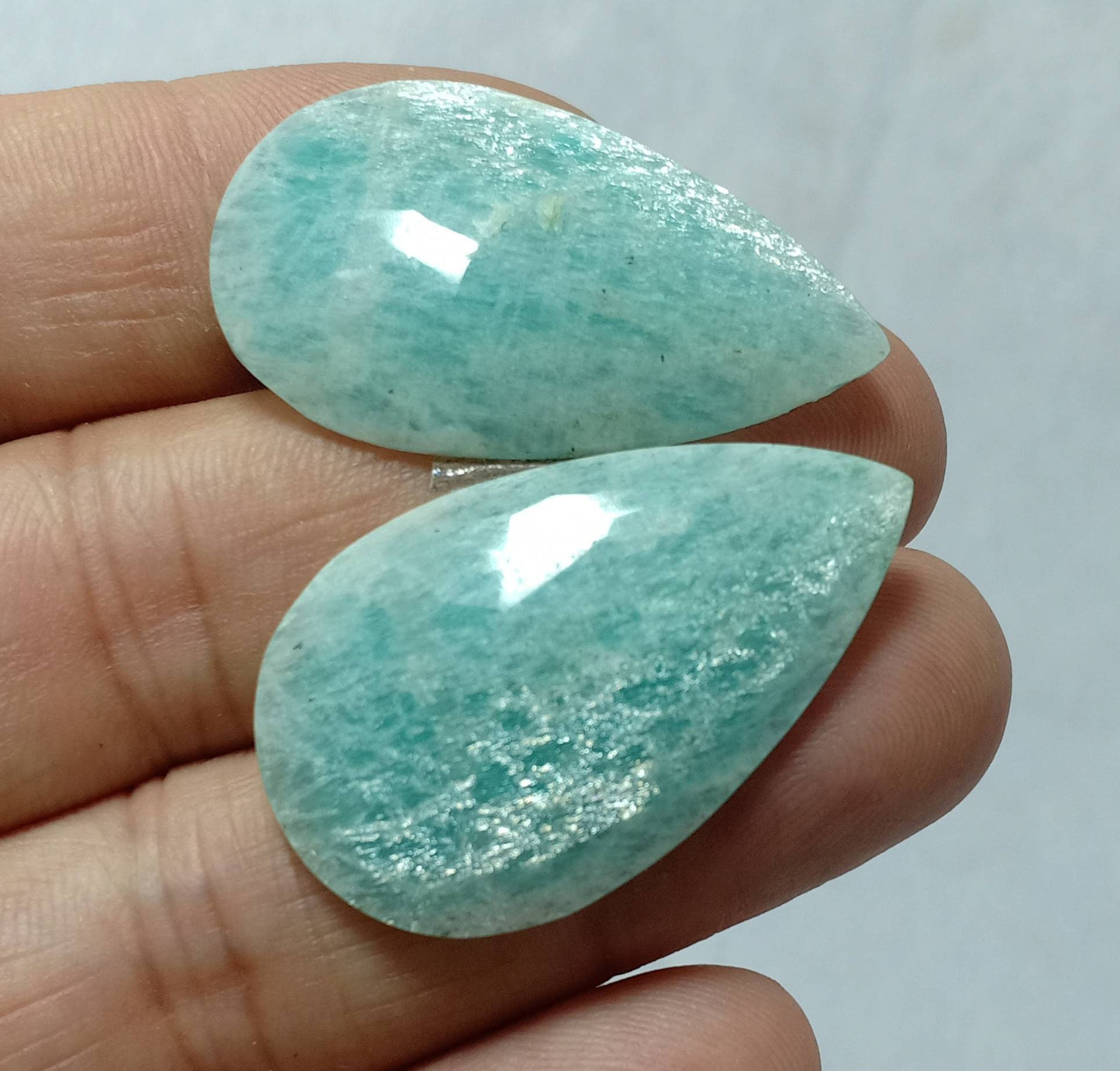 An amazing pair of Amazonite rose cut pair 46 carats