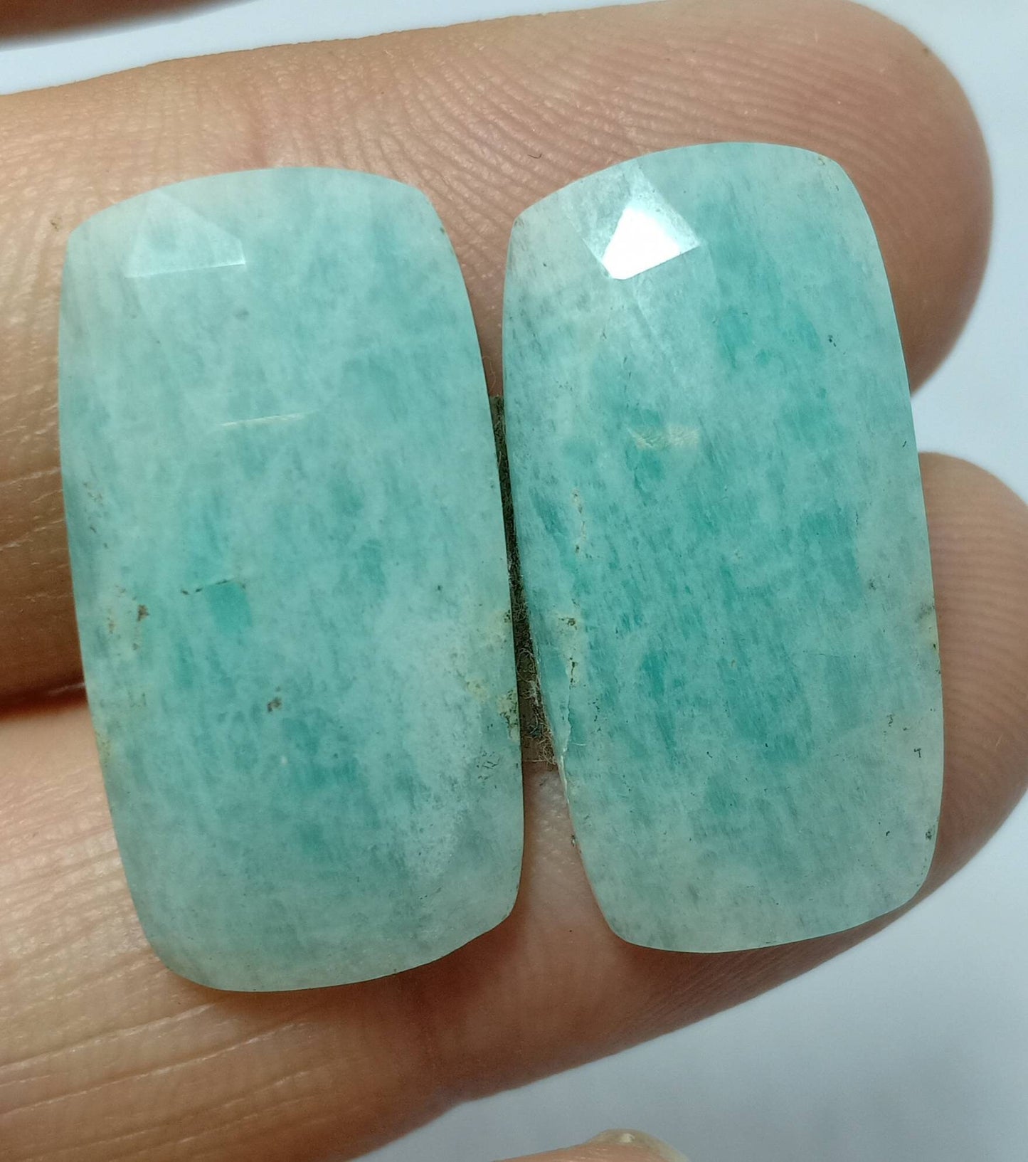 An amazing pair of Amazonite rose cut pair 25 carats