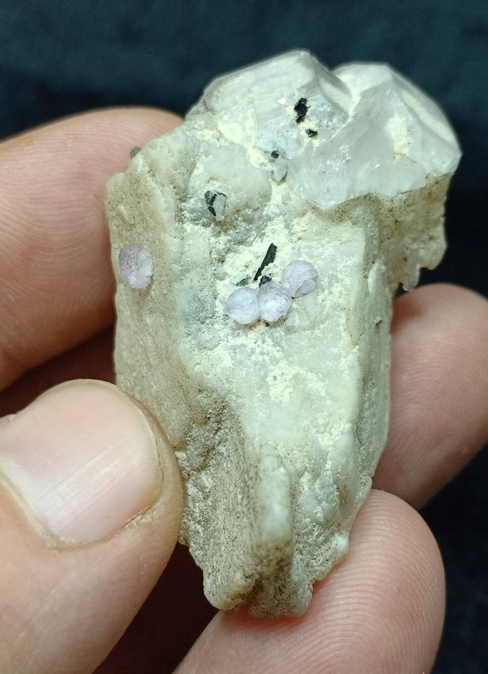 Micro Fluorite crystals on matrix with quartz and mica 34 grams