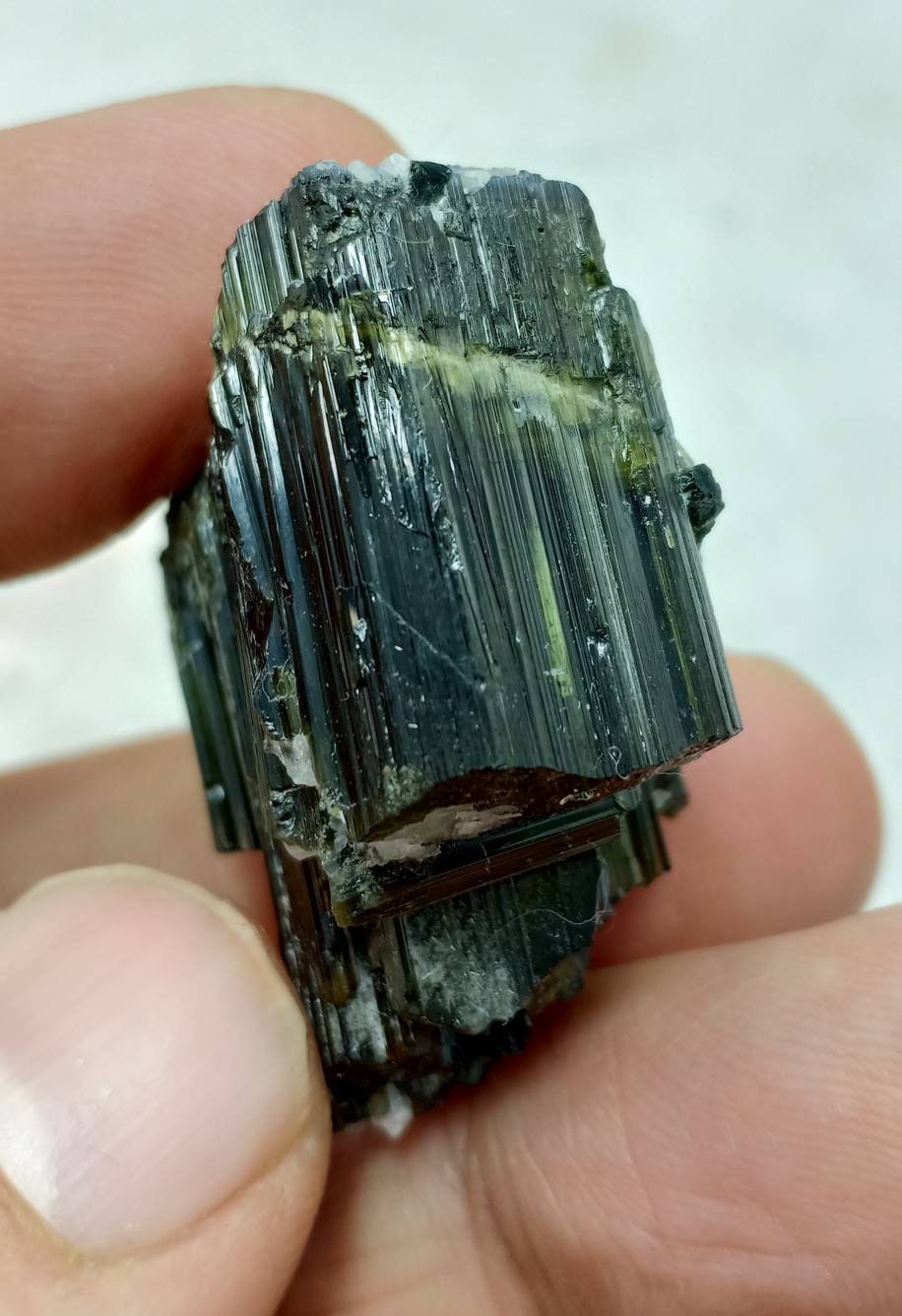 Dark green color Tourmaline crystals cluster with chatoyance effect amazing lustre 27.5 grams