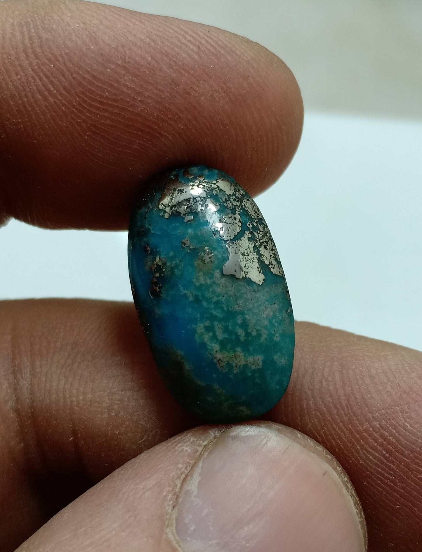 An amazing lot of 5 turquoise with Pyrite Cabochons total 32 grams