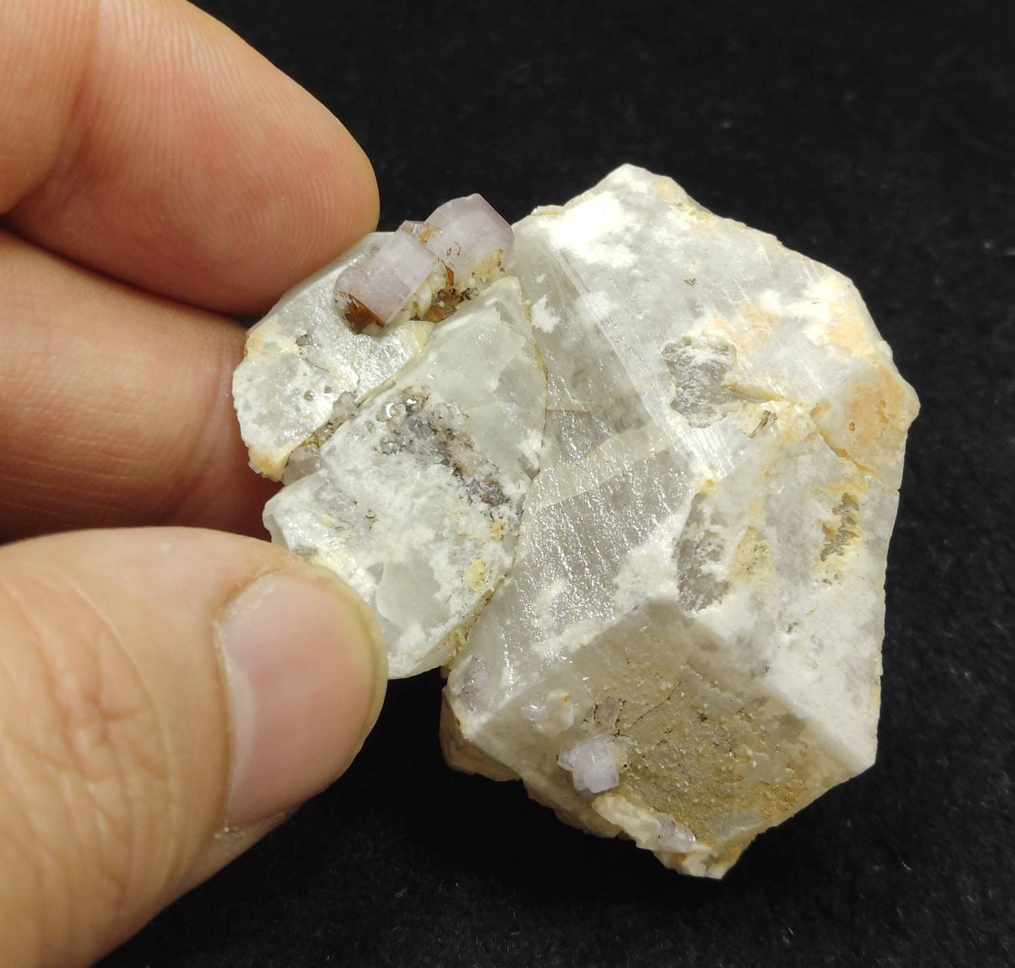 An amazing specimen of purple Apatite crystals on matrix with quartz 70 grams