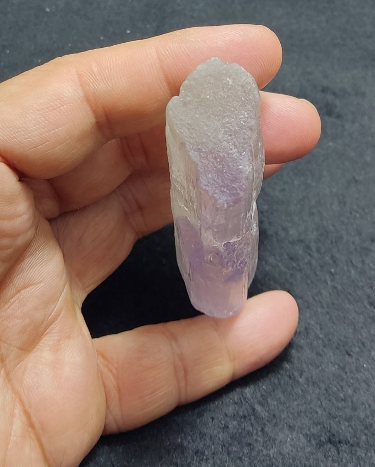 Double terminated kunzite crystal bicolor 110 grams