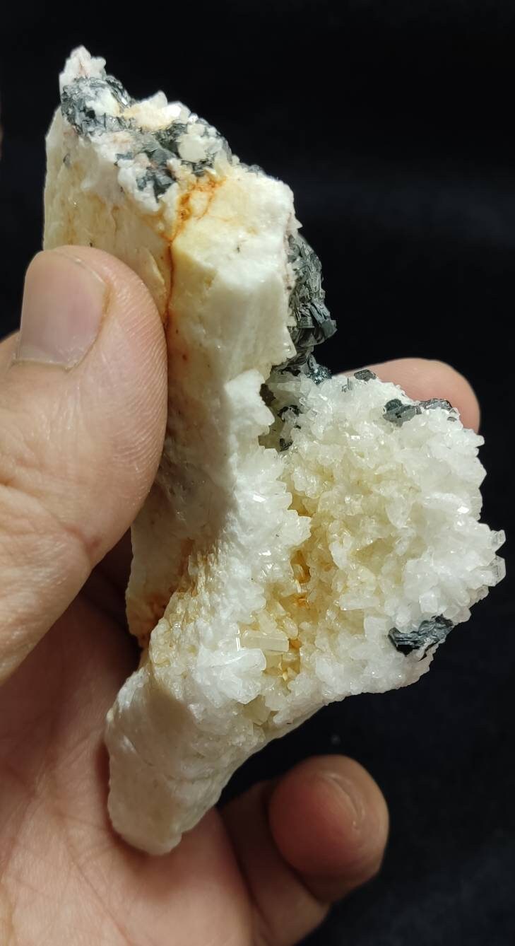 An amazing Beautifully terminated hematite iron rose cluster on matrix with Albite and tiny quartz crystals 211 grams