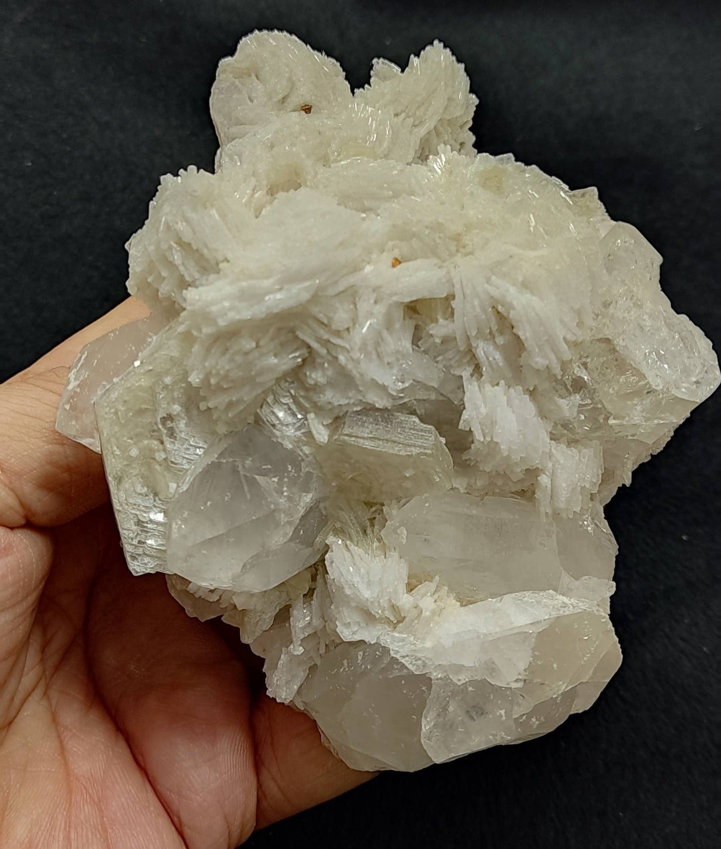 Amazing specimen of albit, quartz, mica and tiny rare microlites on matrix 610 grams