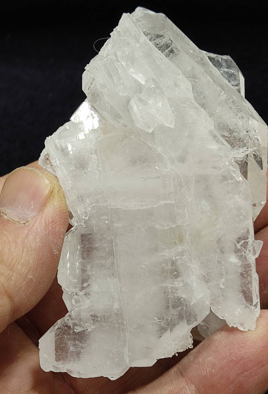Single beautiful terminated Faden Quartz crystals cluster 114 grams