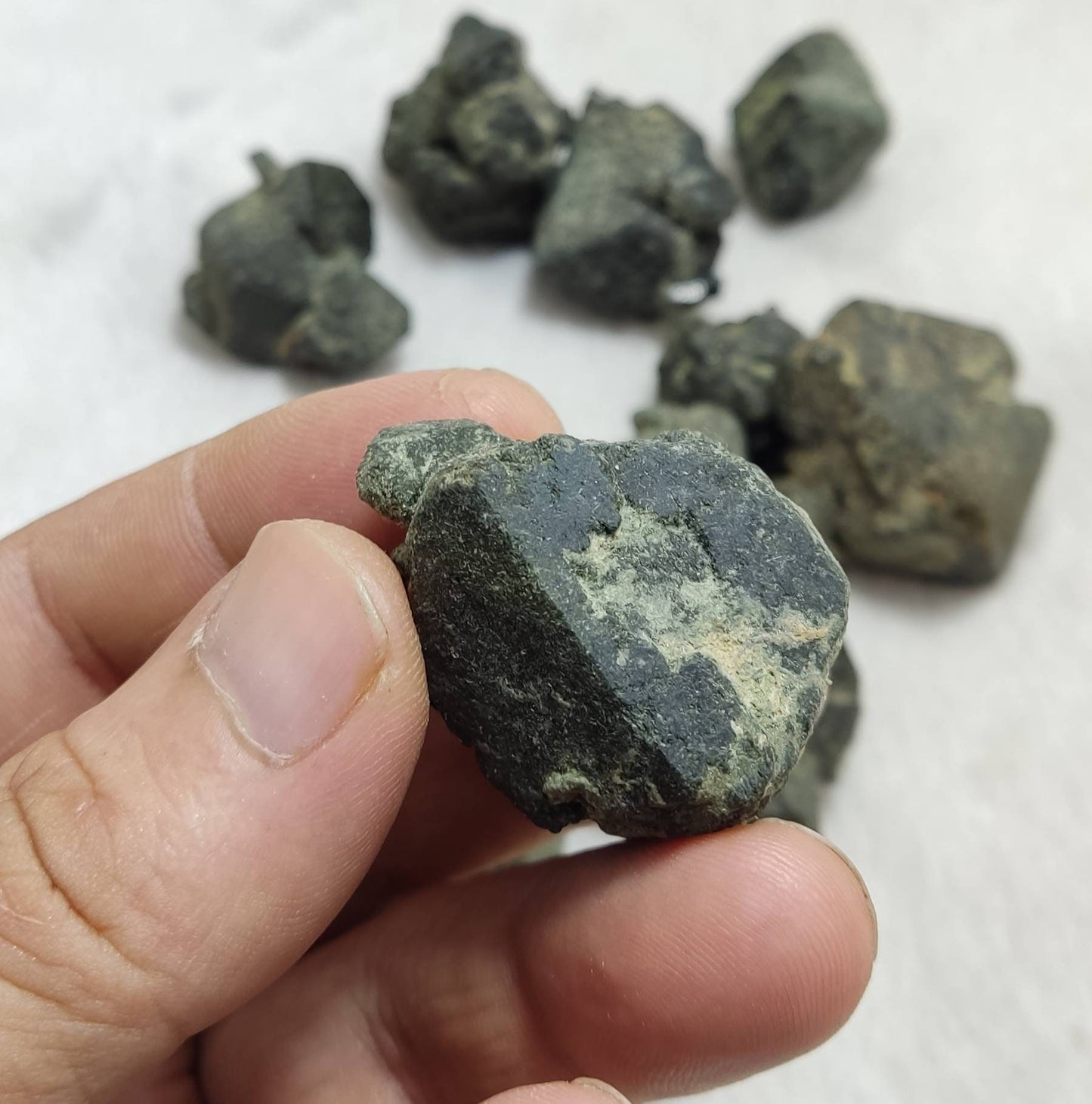An Amazing lot of octahedral epidote crystals 281 grams