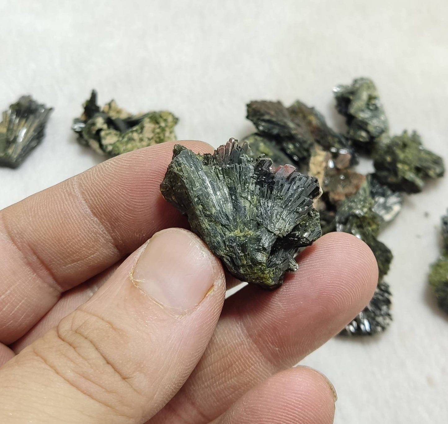 An Amazing lot of Epidote spray crystals cluster with beautiful terminations 139 grams