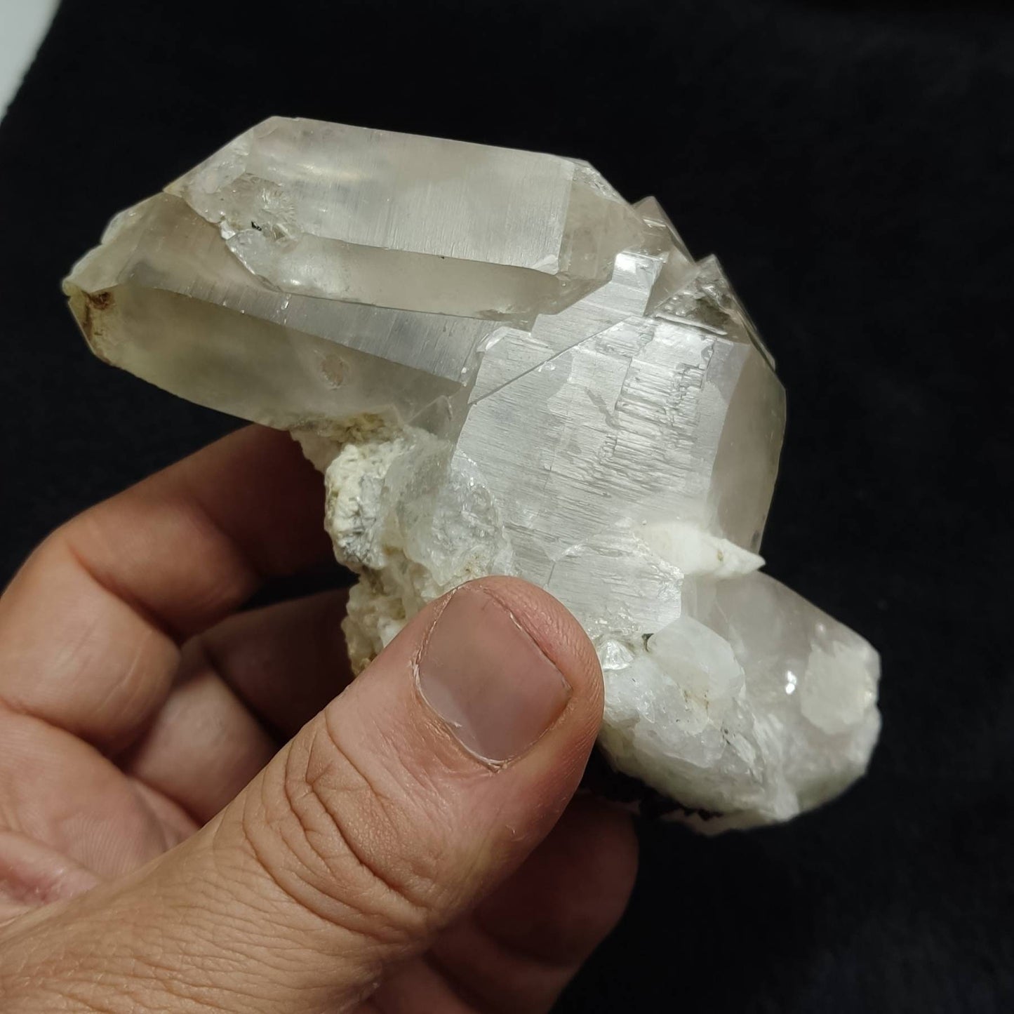 An amazing specimen of beautifully terminated smoky quartz crystals cluster with Tourmaline crystal 370 grams