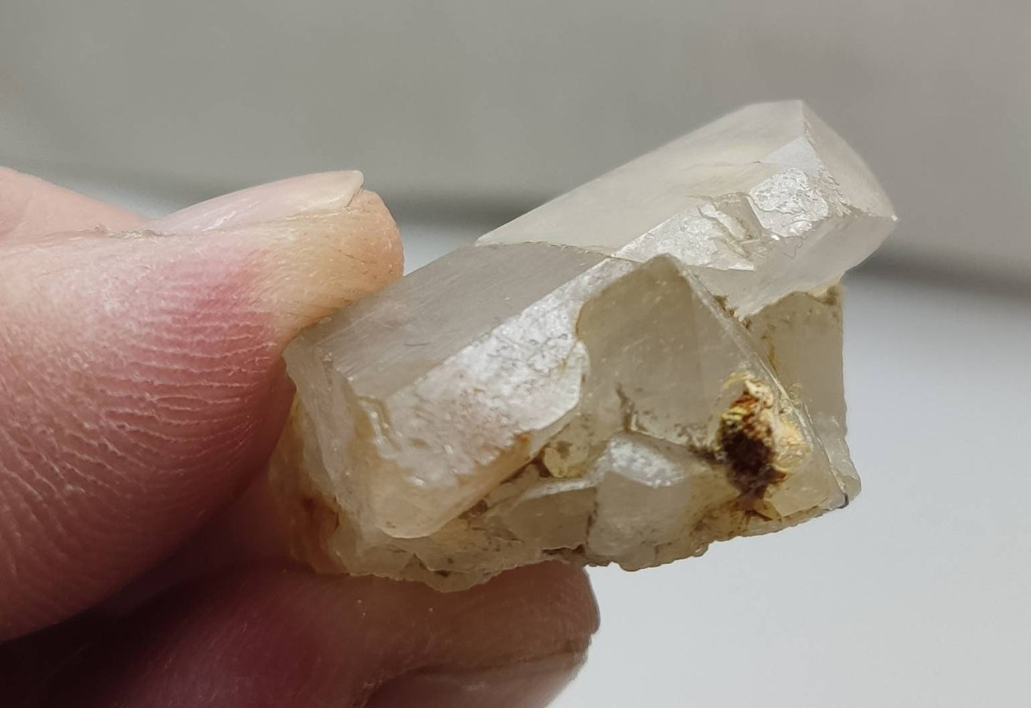 An amazing Beautiful specimen of gwindel Quartz Crystal fixed on matrix 24 grams