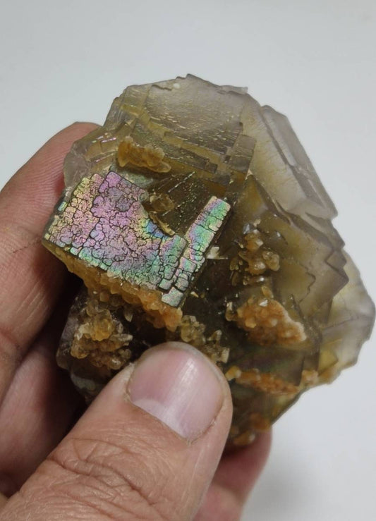 Natural iridescent Fluorite and Calcite 236 grams