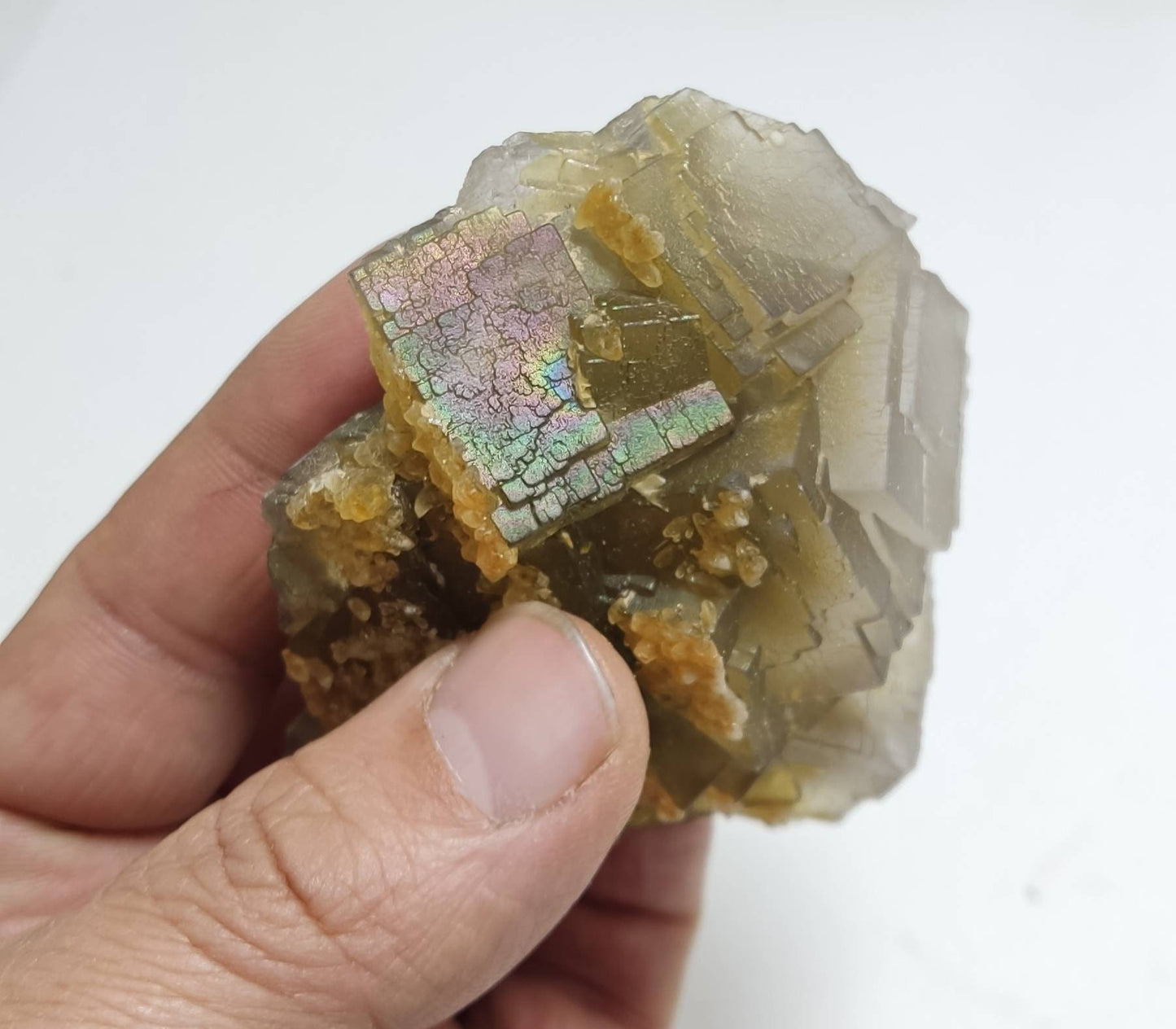 An aesthetic combo specimen of Fluorite and Calcite 236 grams