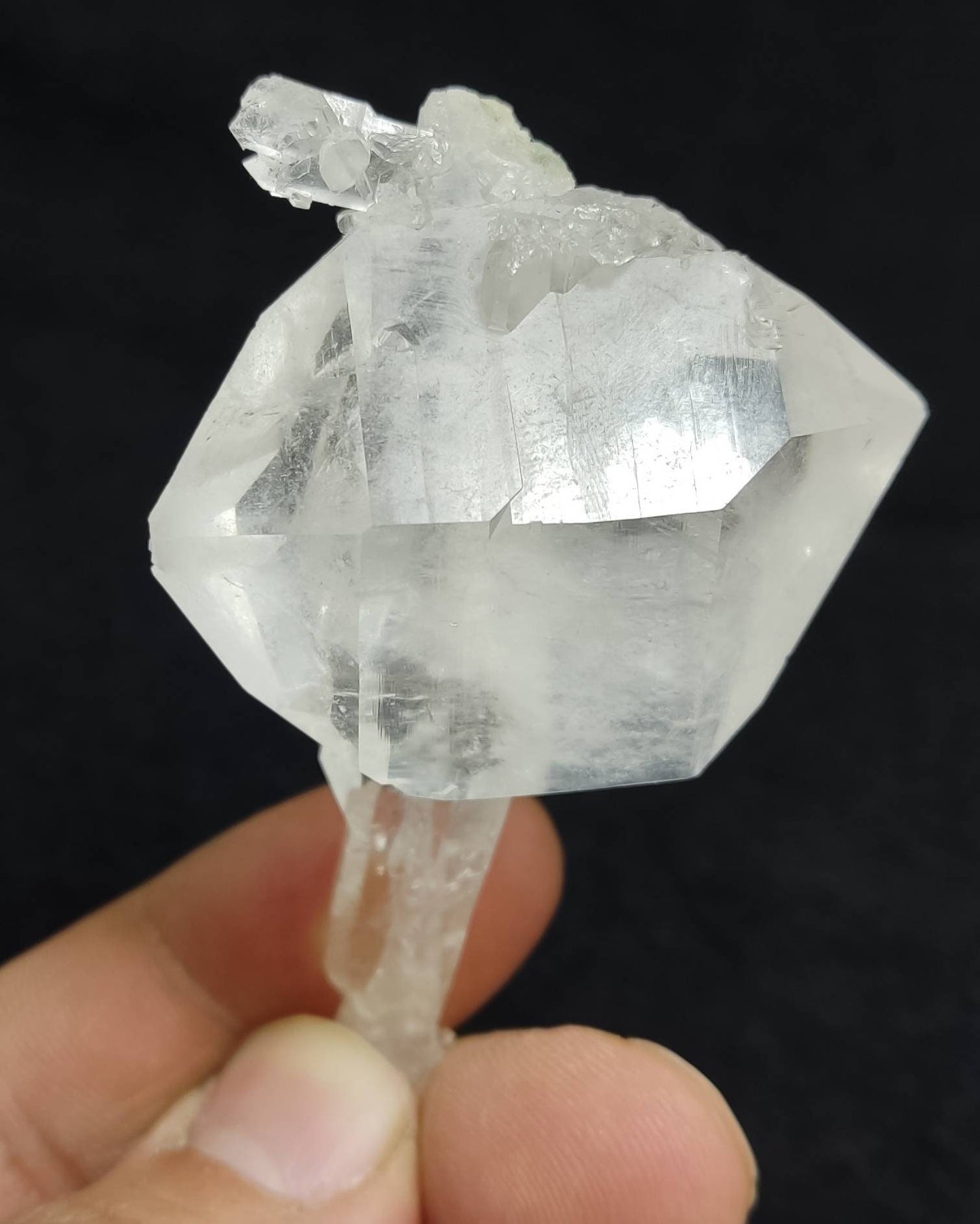 Clear faden quartz crystal with scepter formations 48 grams