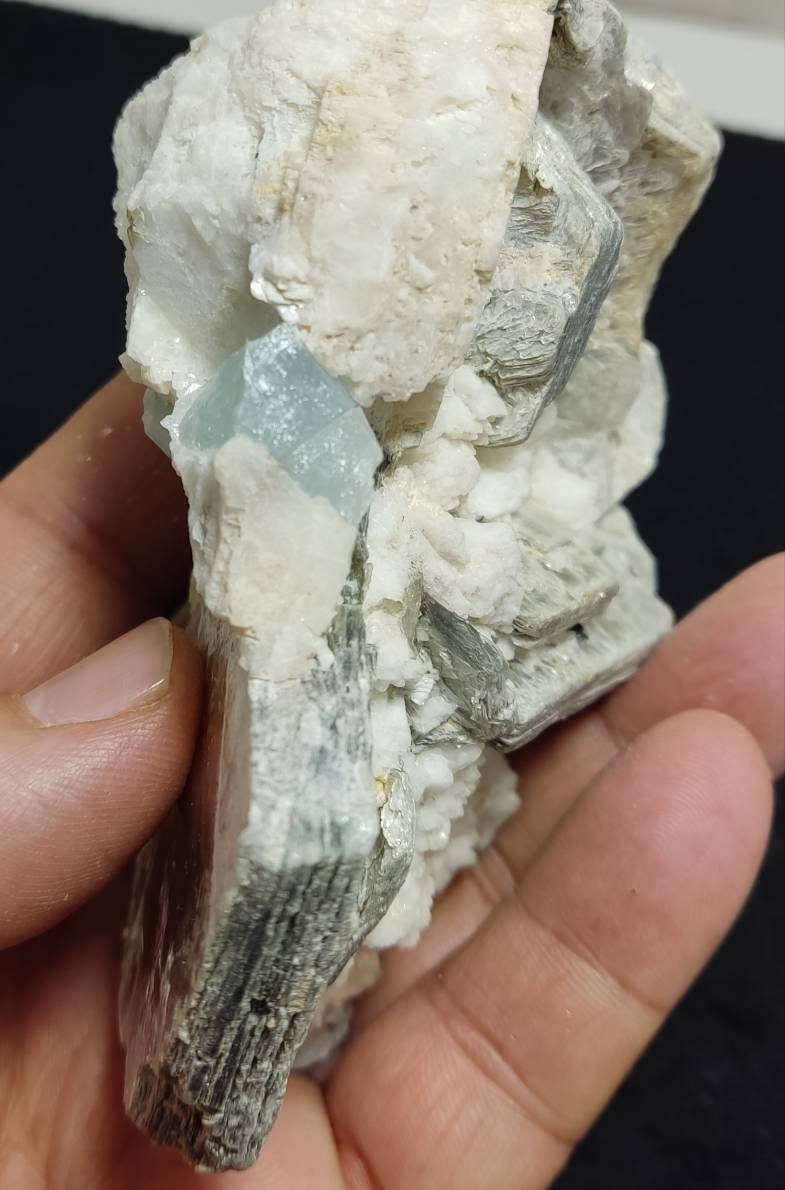 An aesthetic Specimen of muscovite with albite and associated Aquamarine 329 grams