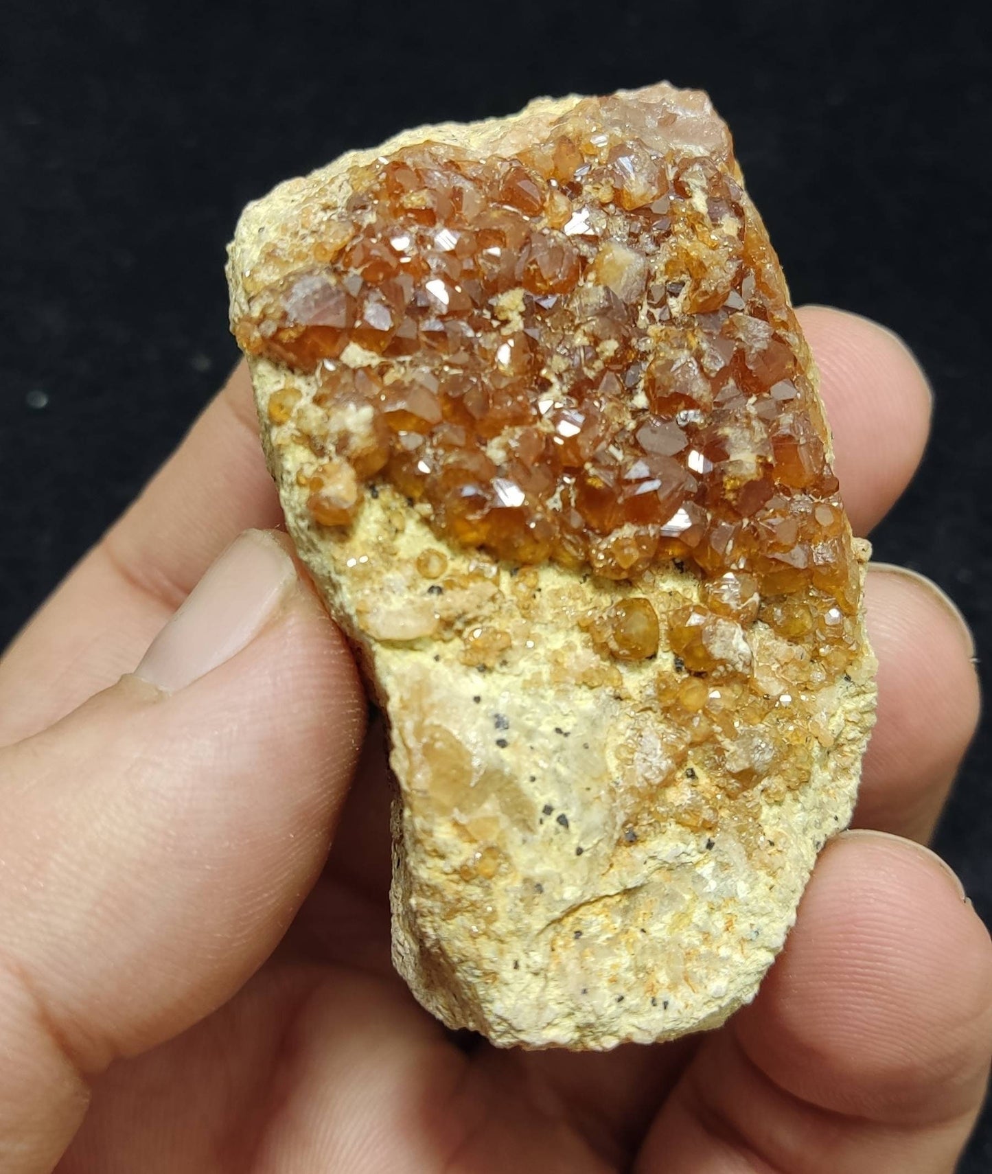 Single beautiful double sided Hessonite Garnet clusters on matrix 76 grams