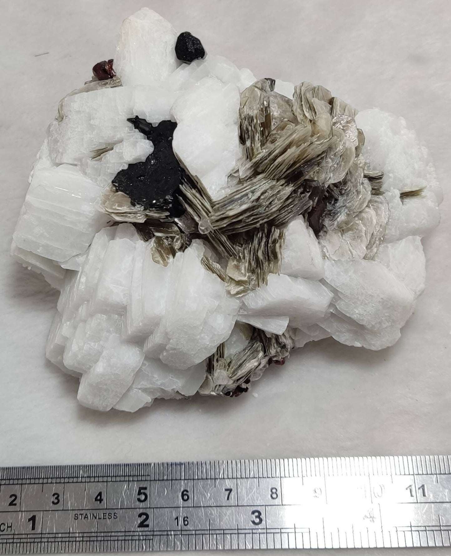 Combo Specimen of black tourmaline, muscovite, with albite/feldspar 436 grams