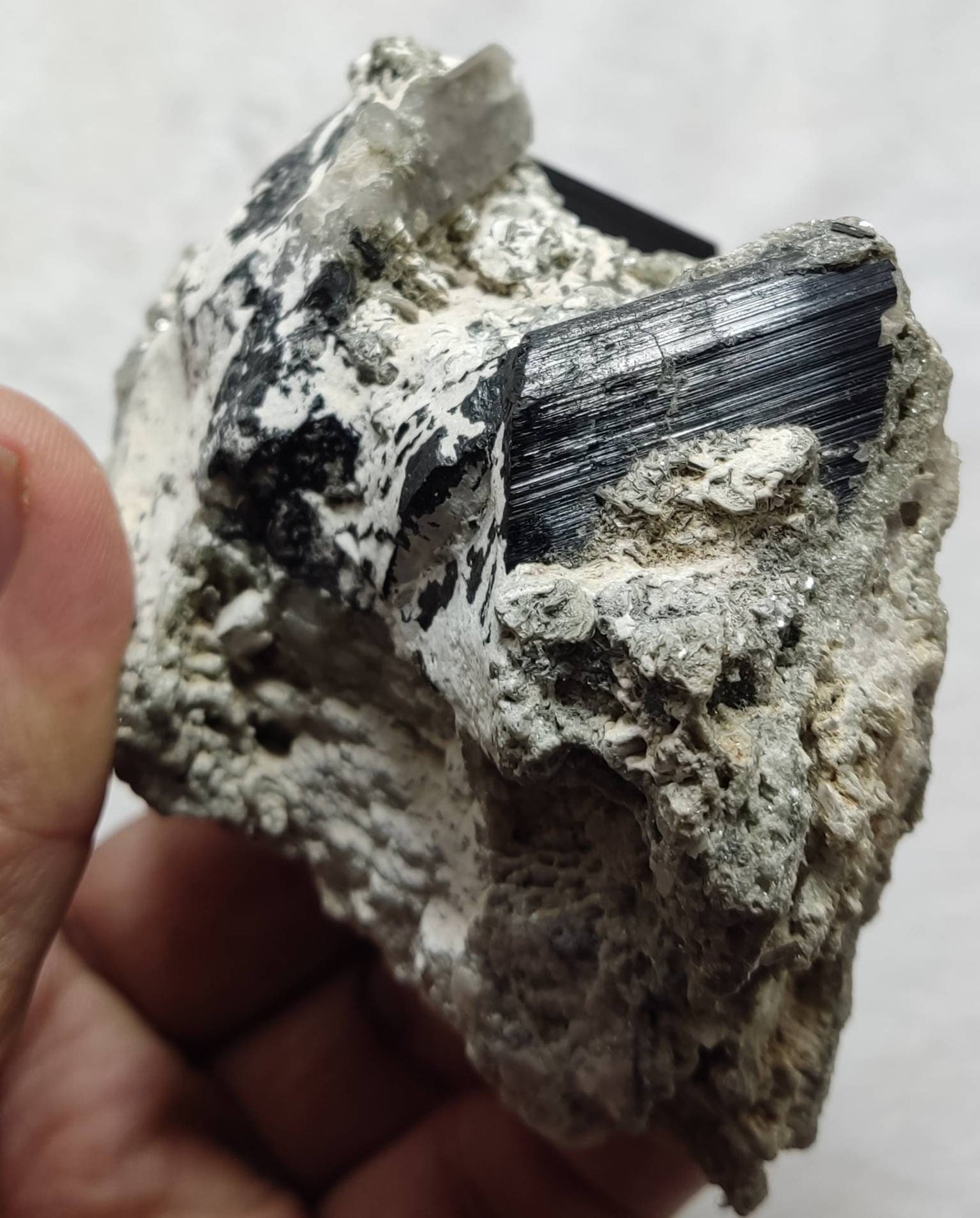 Tourmaline crystals specimen with quartz and mica 374 grams