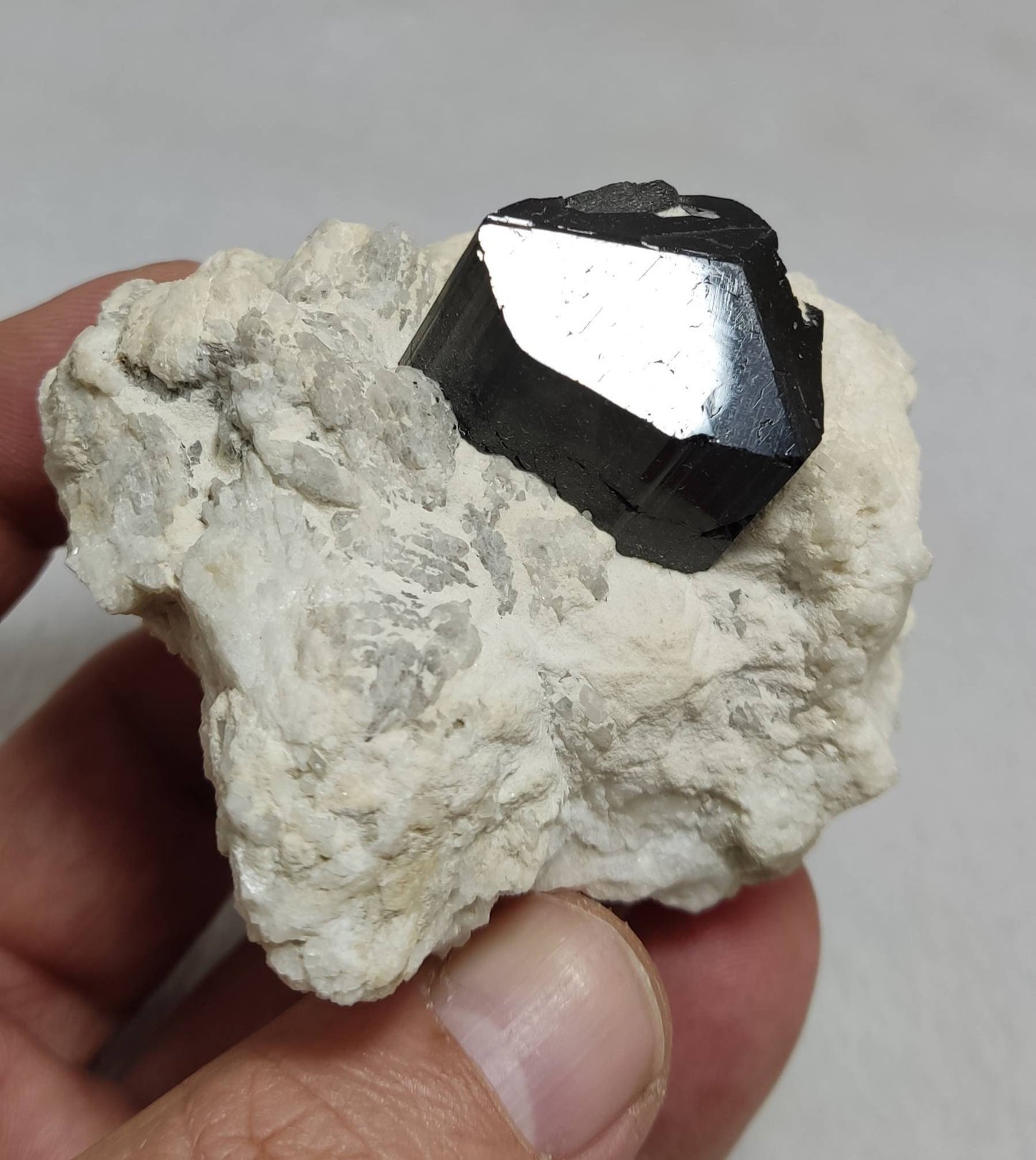 Natural black Tourmaline crystal on matrix with albite 179 grams