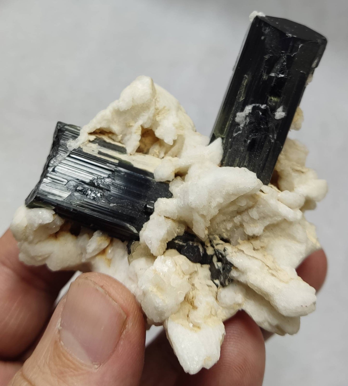 An Aesthetic Natural Tourmaline crystals specimen with Albite 142 grams