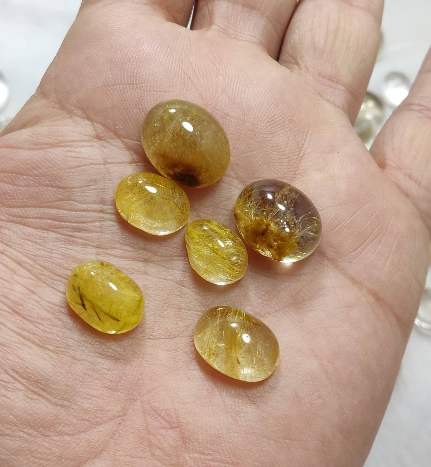 Rutile included polished quartz Cabochons more than 100 pieces