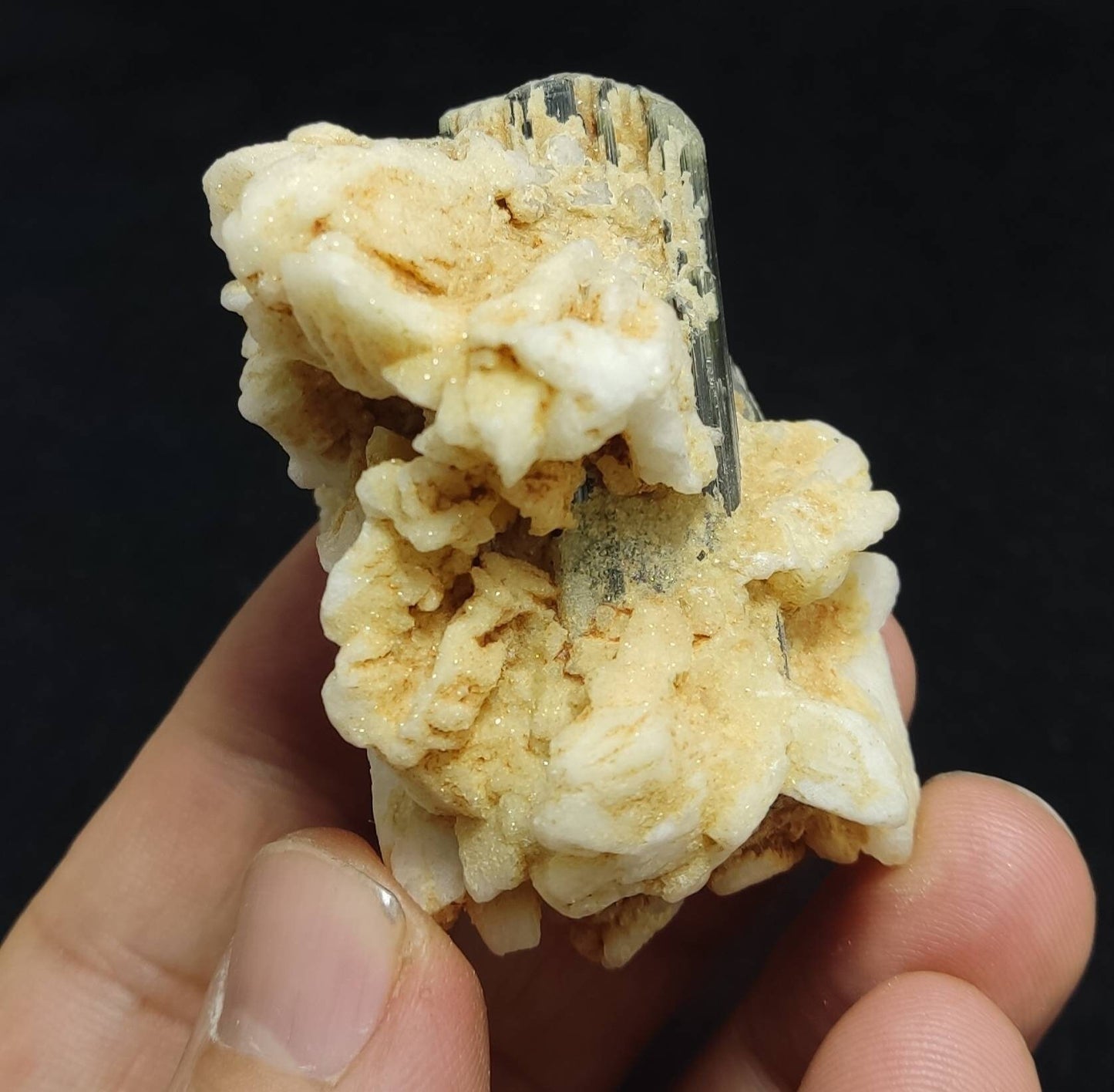 An Aesthetic Natural Tourmaline crystals specimen with Albite 84 grams