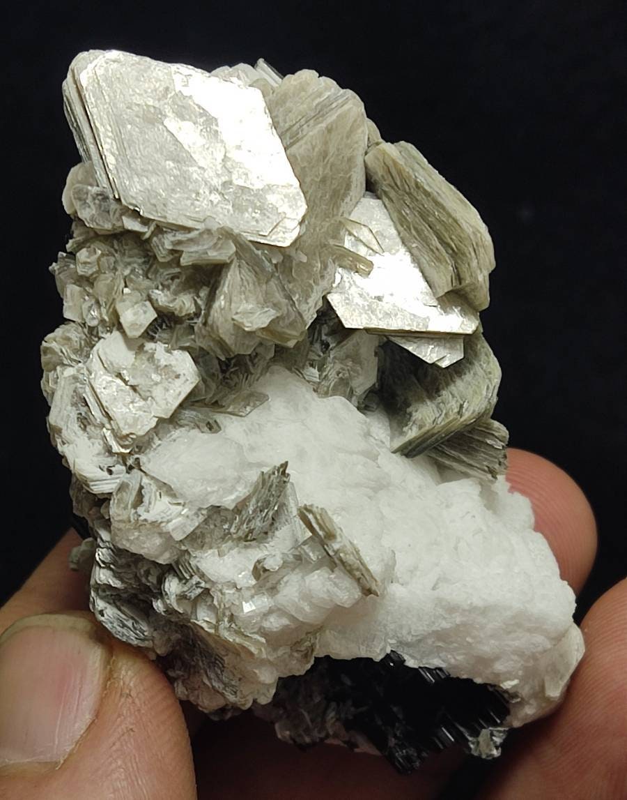 An aesthetic Specimen muscovite on matrix with black tourmaline 56 grams