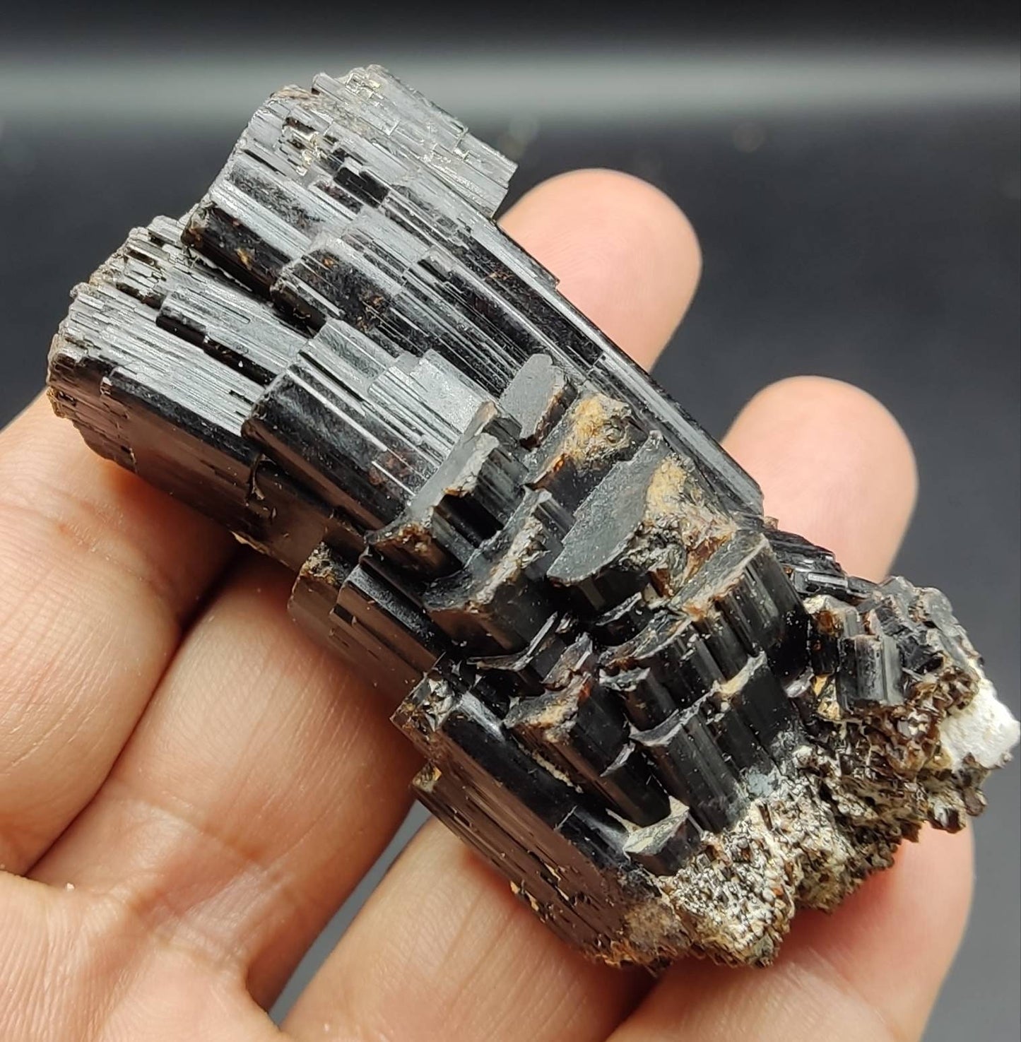 Natural lusterous crystal specimen of dark brown Vesuvianite 137 grams