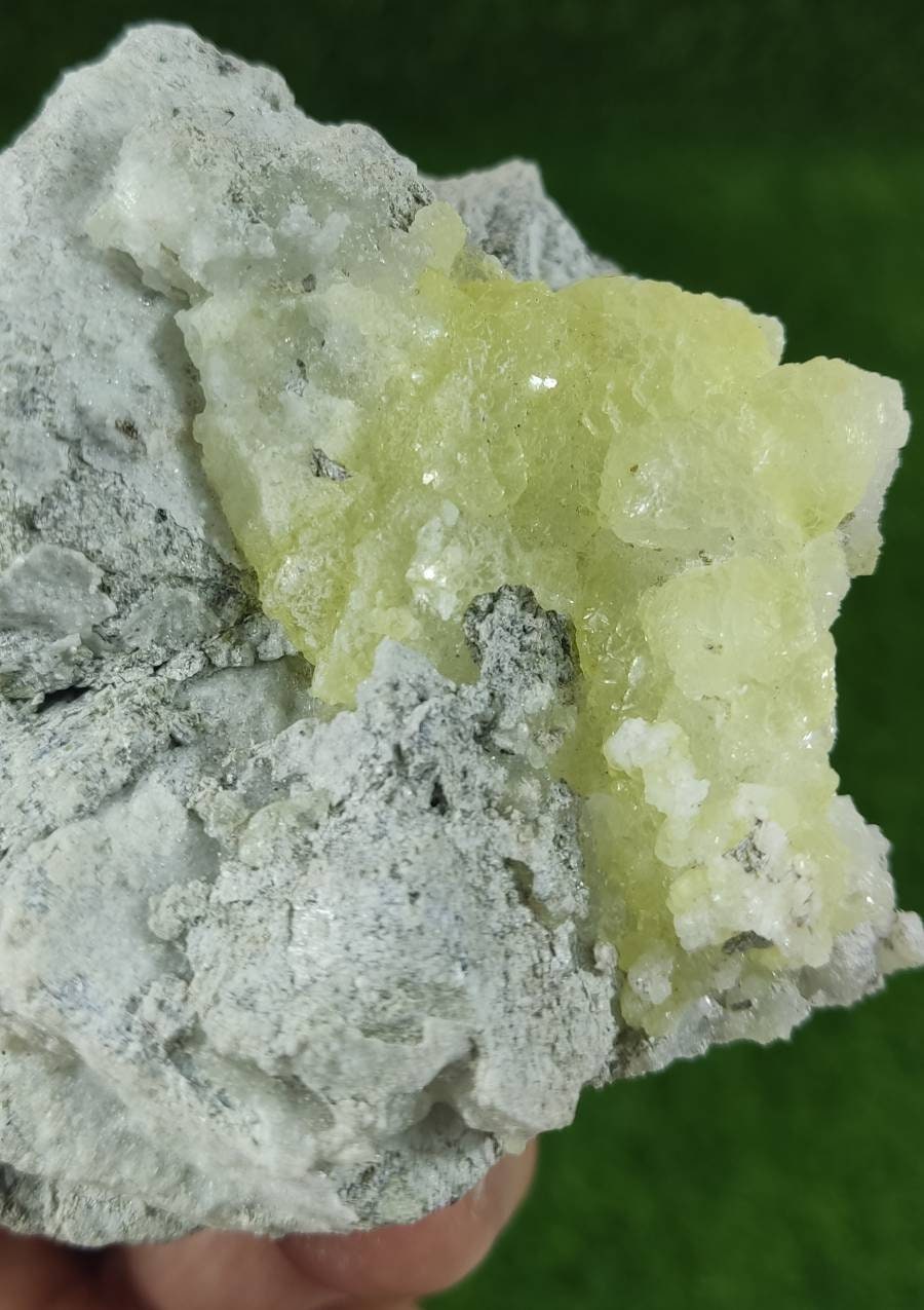 Natural yellow color Brucite on matrix 147 grams