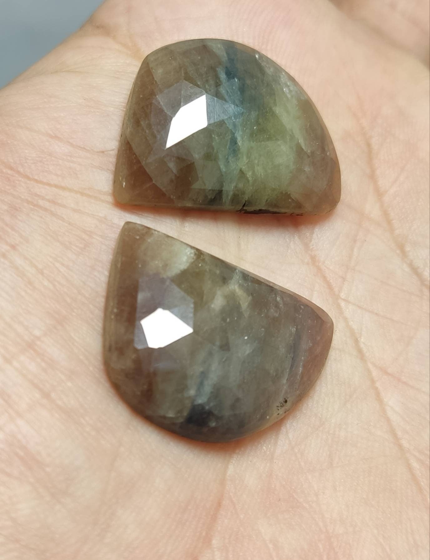 Rose cut sapphire pair 85 carats