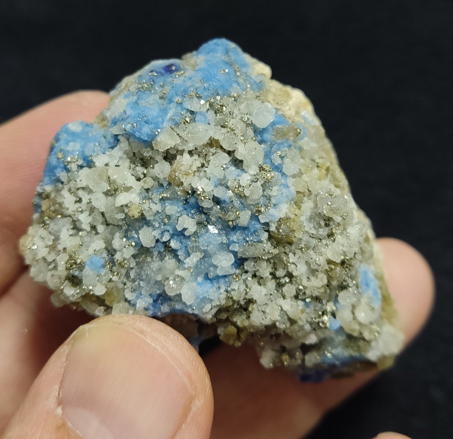 Afghanite Fluorescent in matrix with some pyrite calcite 88 grams