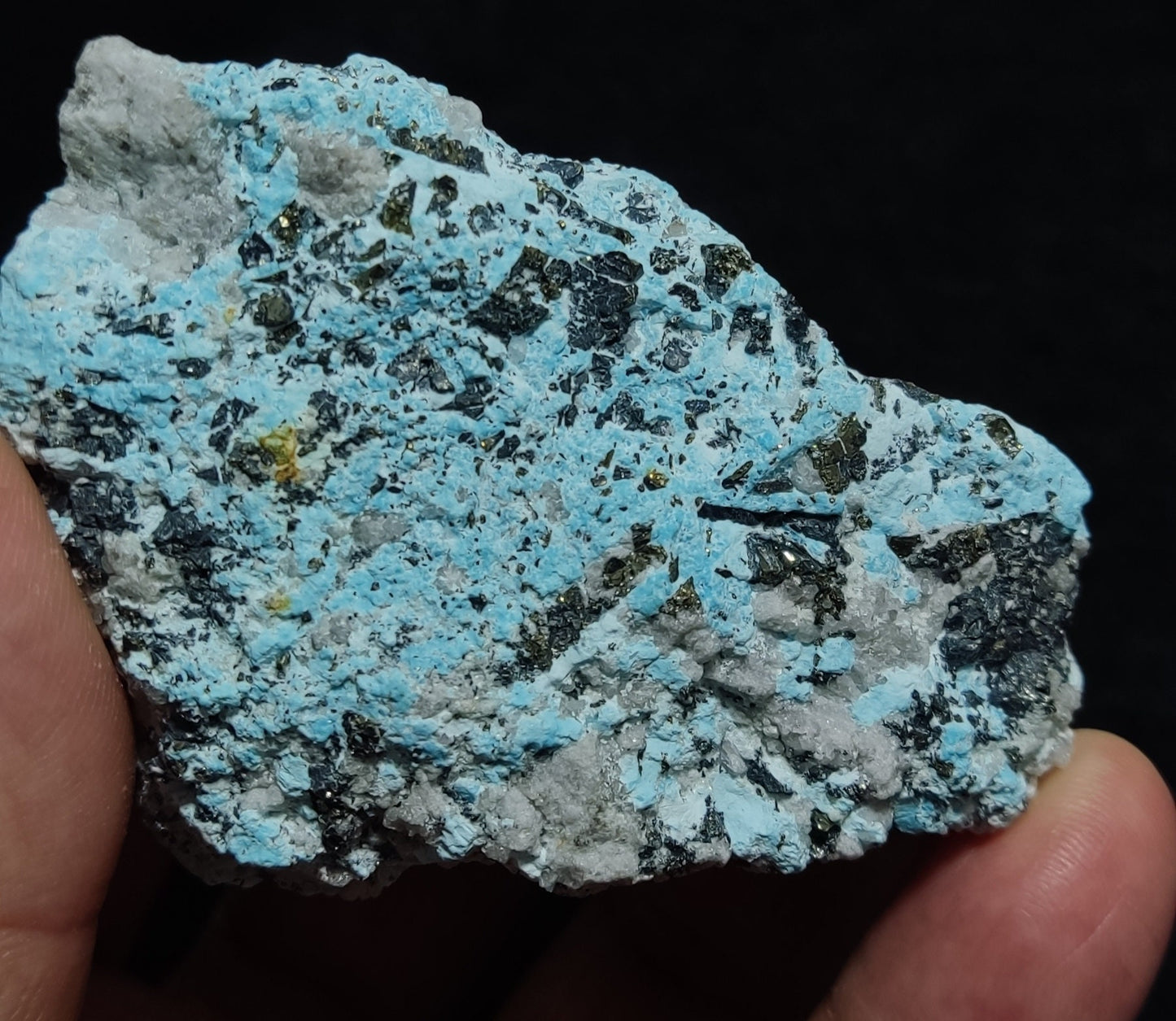 Natural rough turquoise in matrix with Pyrite 132 grams